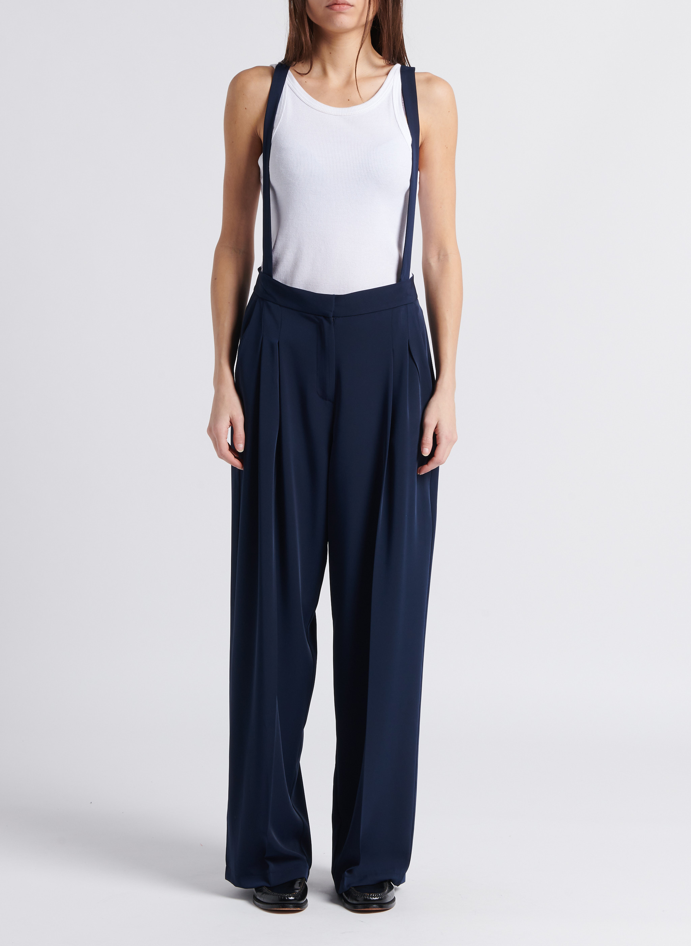 Pantalon large à bretelles PLEASE Bleu