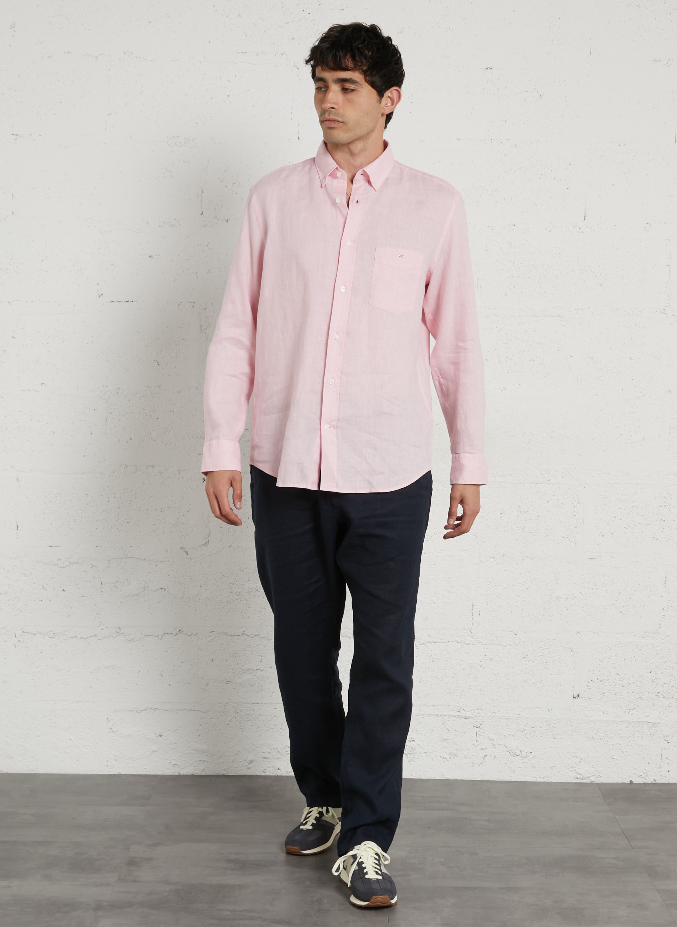 Chemise droite en lin EDEN PARK Rose