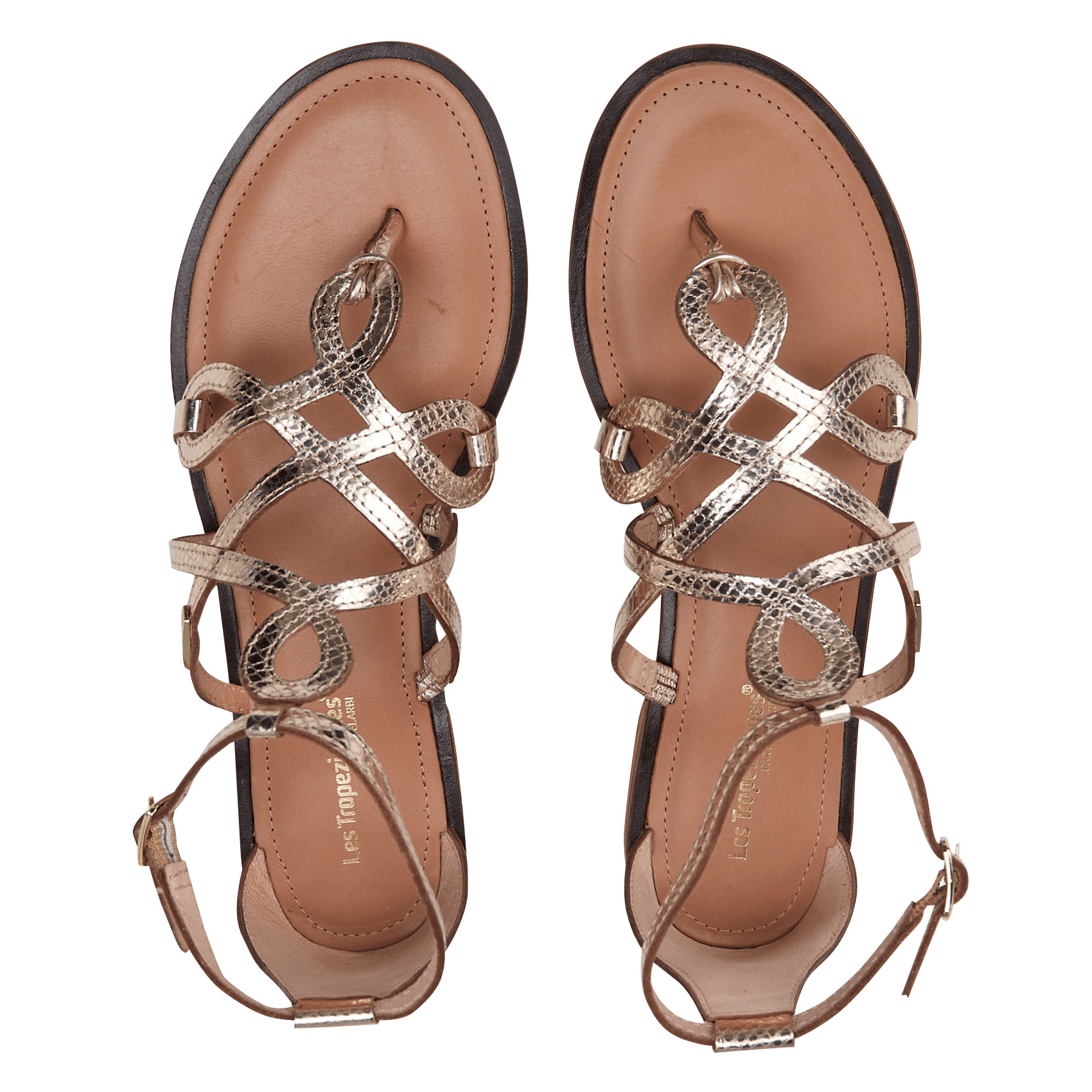 Ballerina's van leer met metallic look LES TROPEZIENNES PAR M.BELARBI Goudkleurig