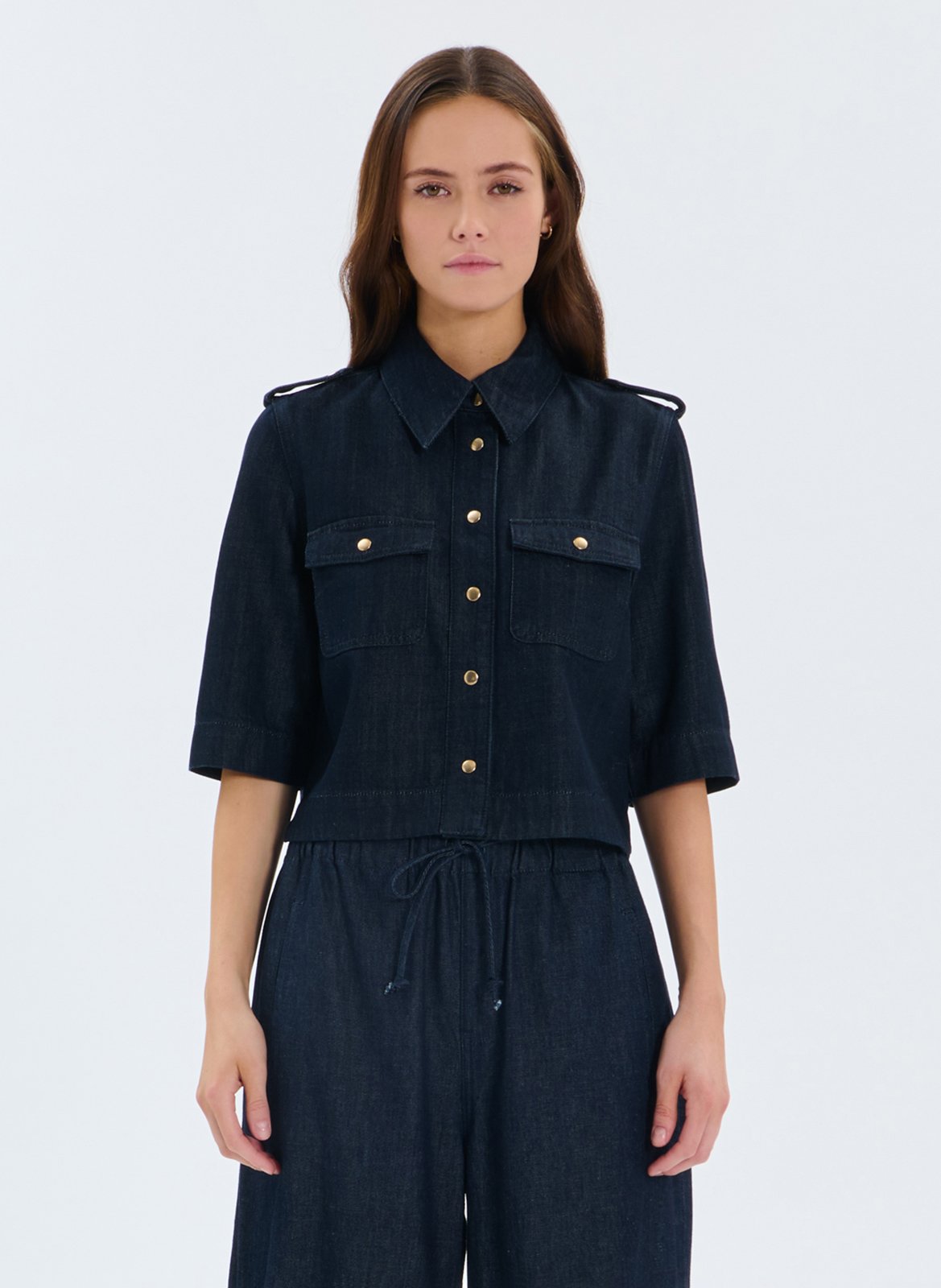 Chemise en denim col classique ZAPA Noir