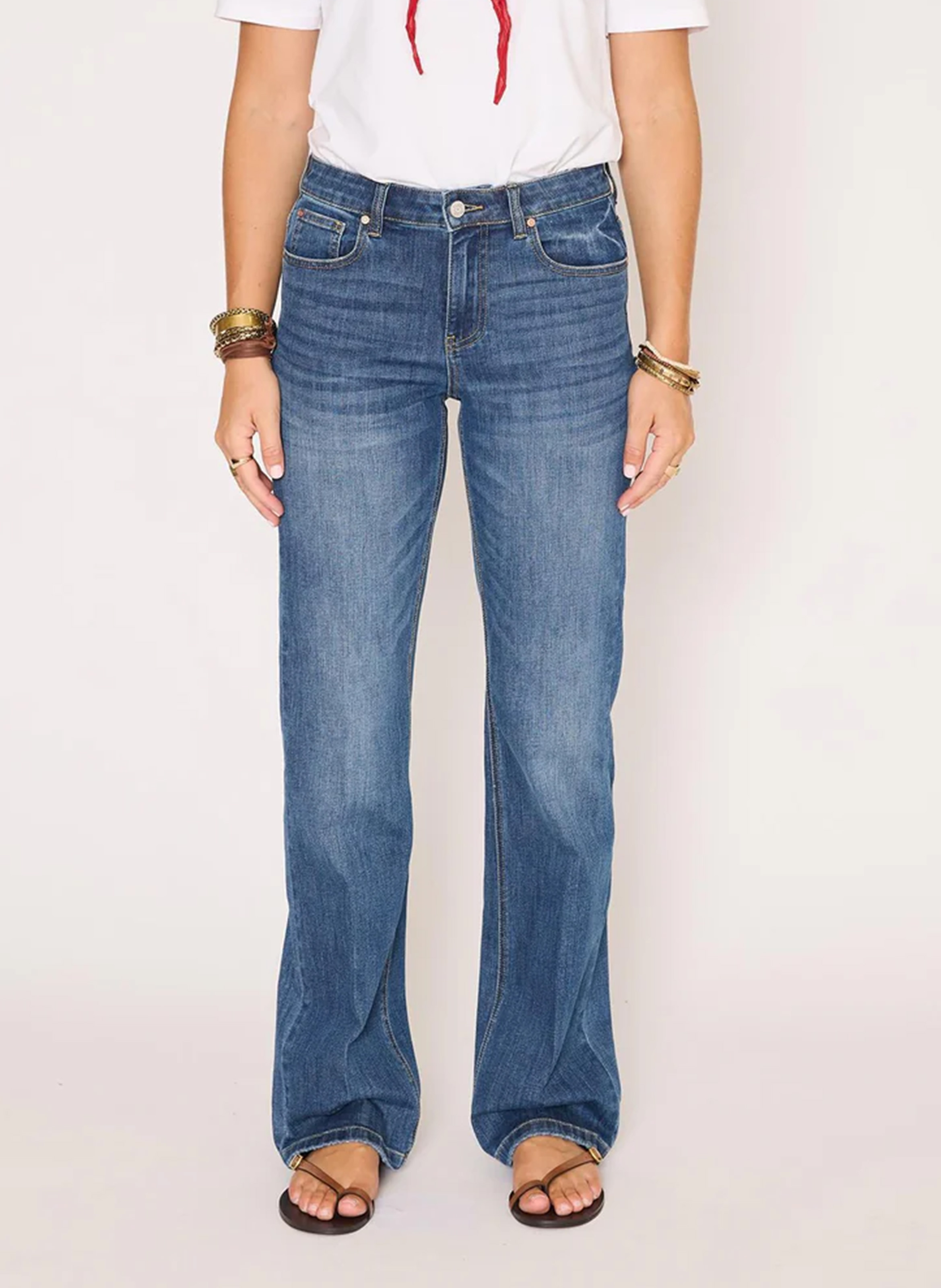 Jean droit en coton mélangé MKT Bleu