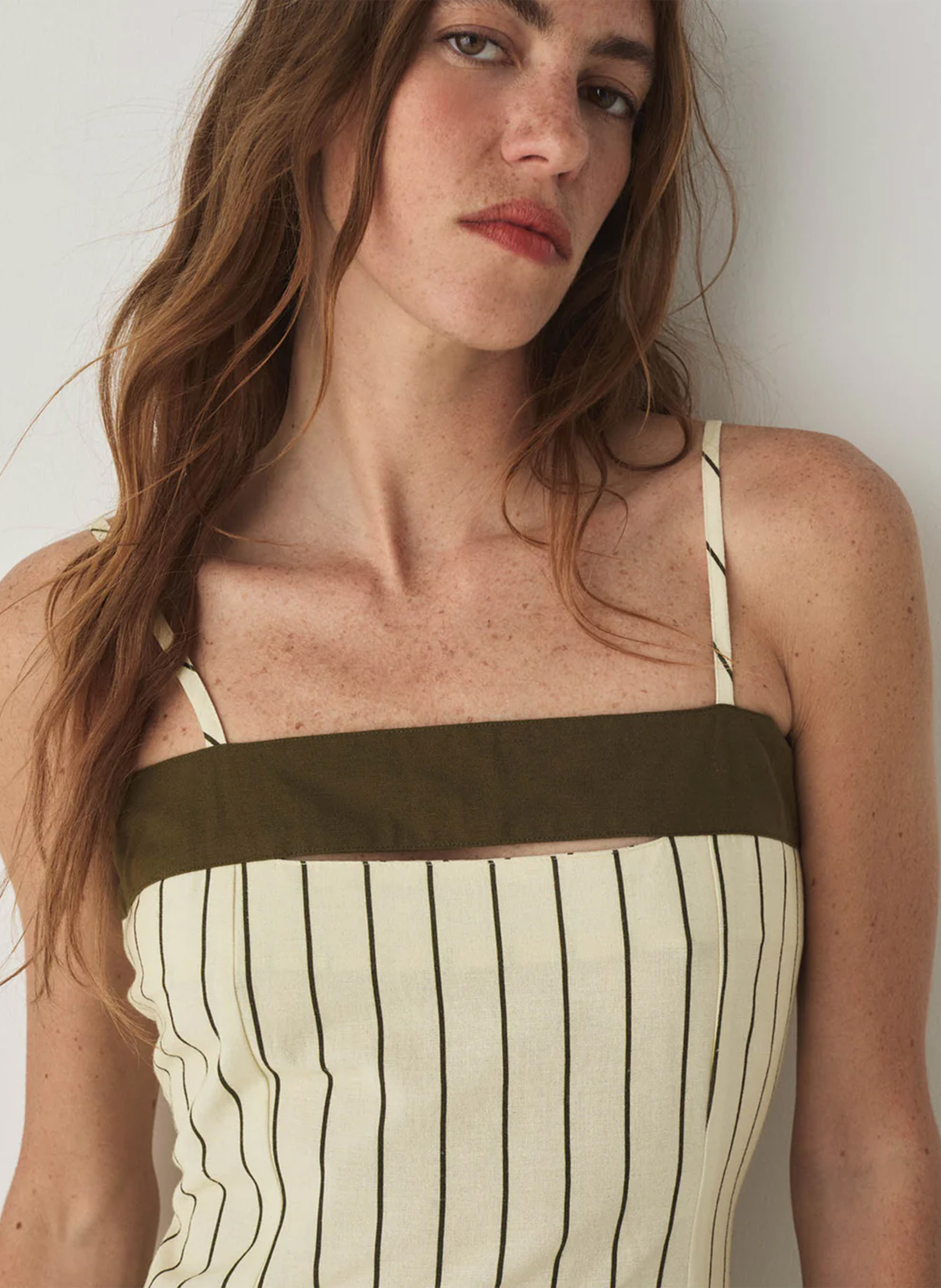 Asymmetric long cotton blend dress LAAGAM Khaki