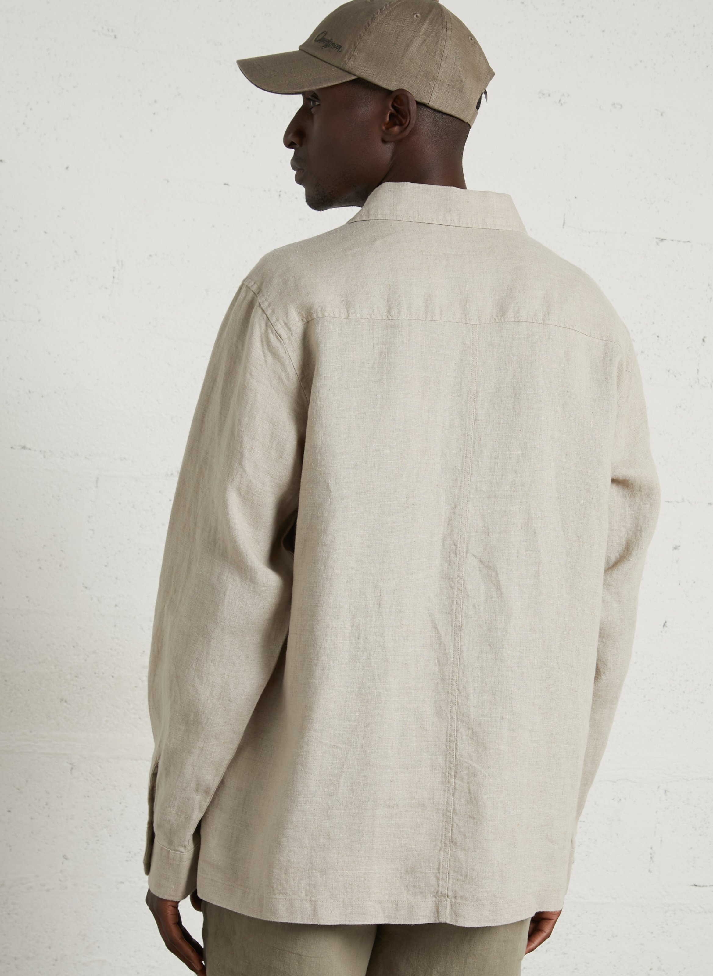 Veste droite en lin HACKETT Beige