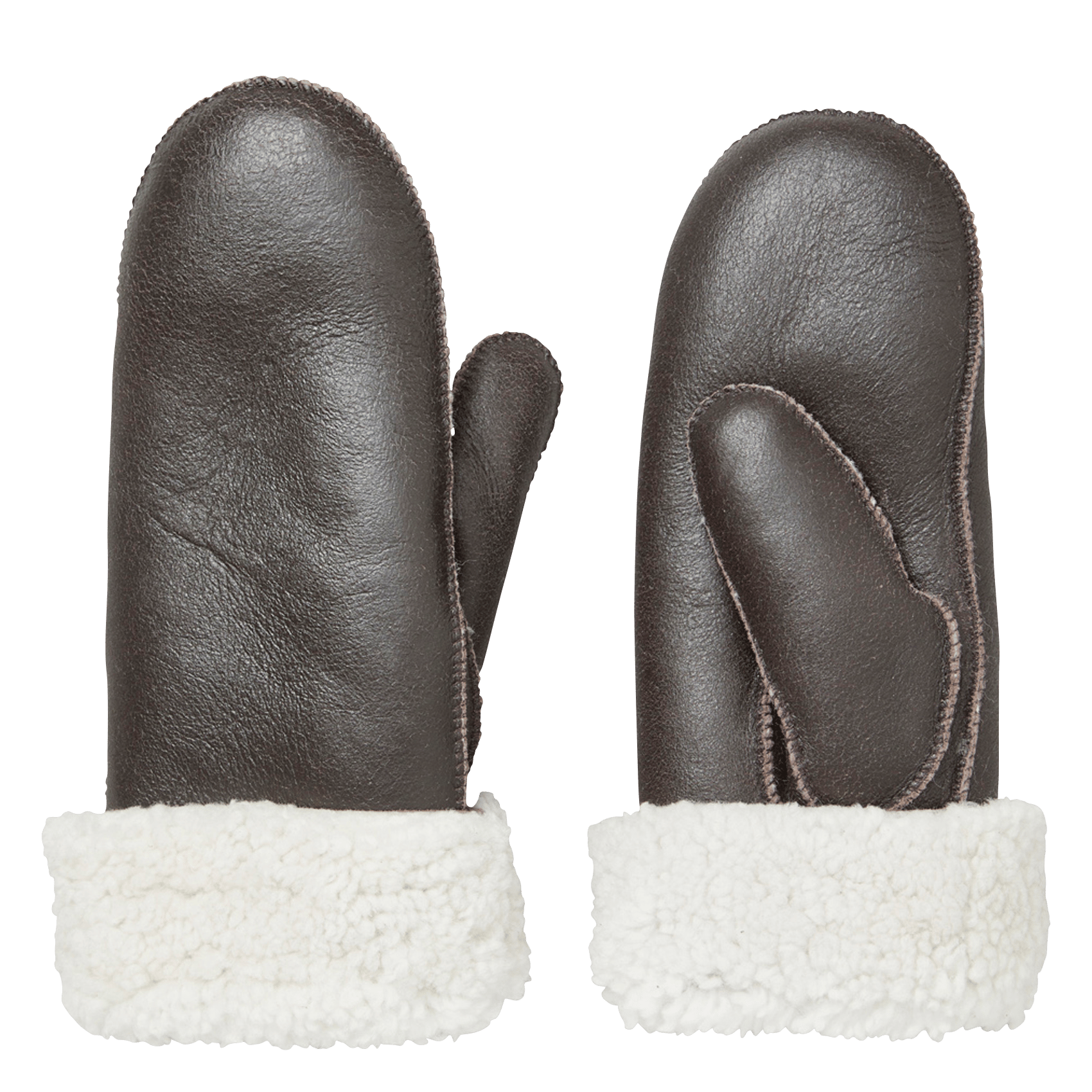 Plain leather mittens BECKSONDERGAARD Brown