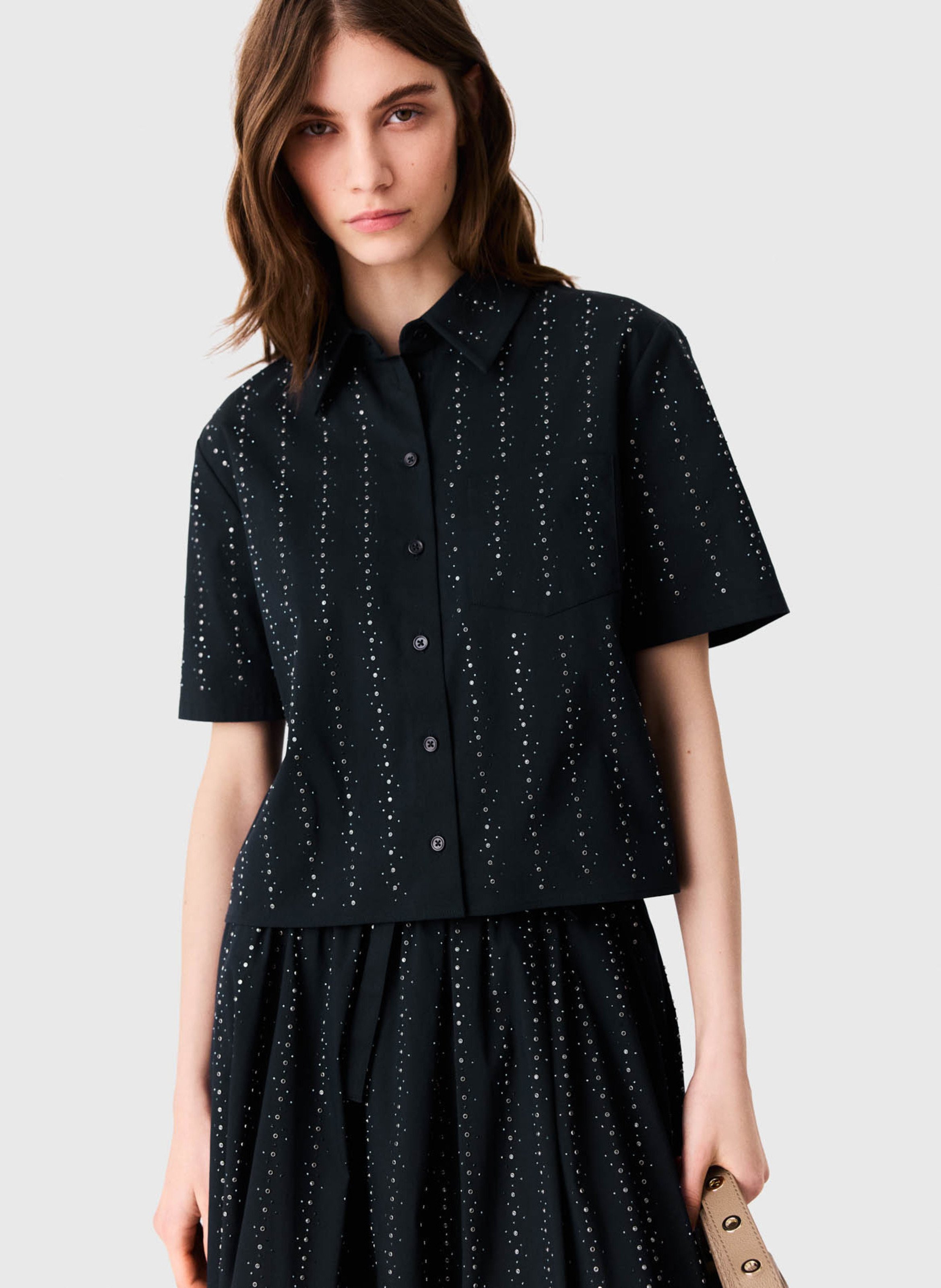 Straight Shirt with Rhinestones MAJE Blue