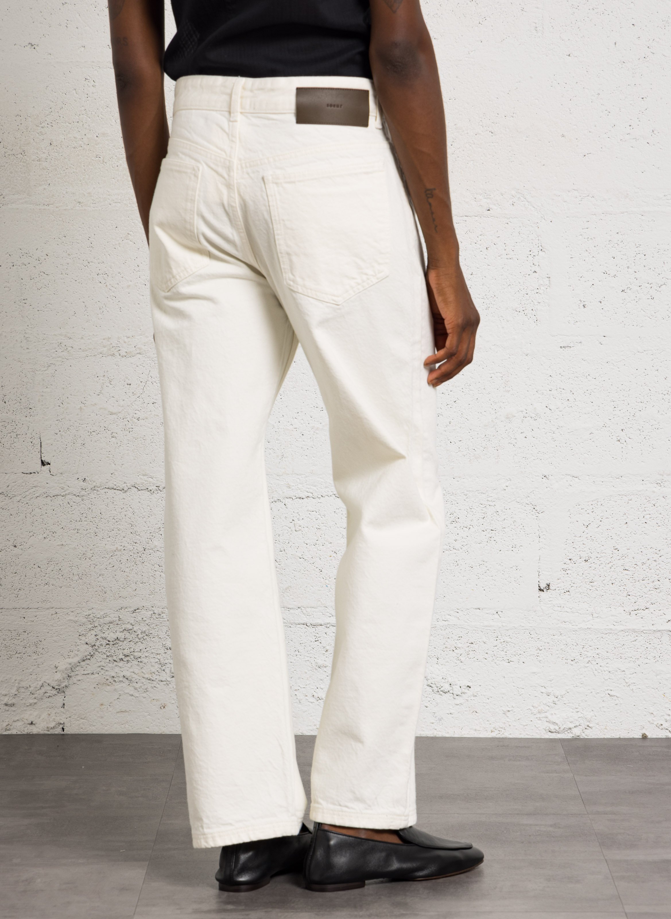 Pantalon droit en coton SOEUR Beige