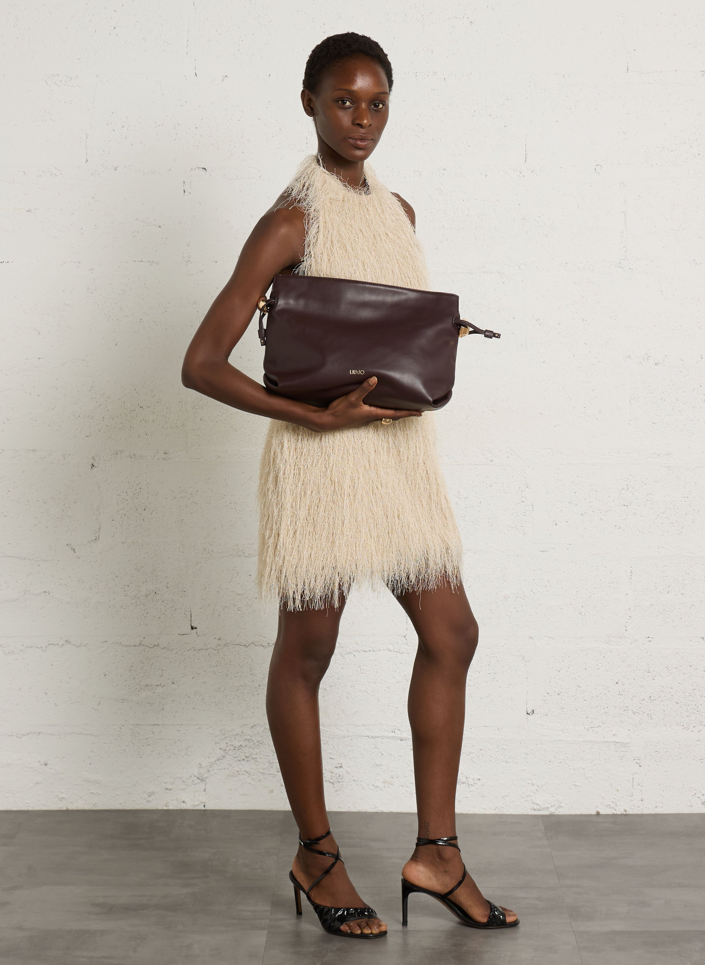 Leather-look shoulder bag LIU JO Plums