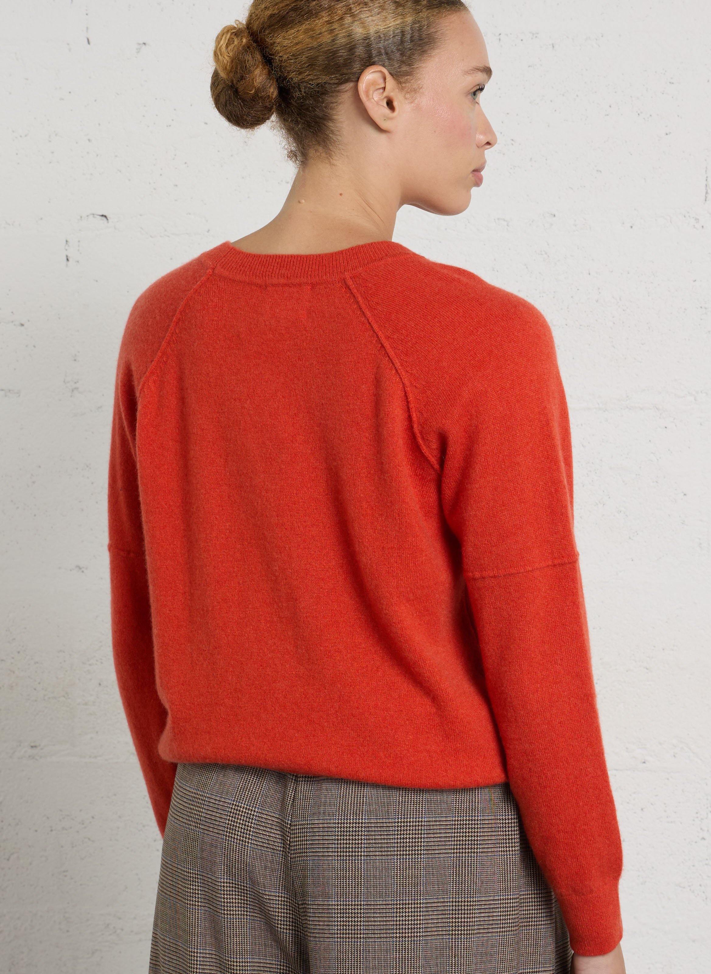 Pull droit col rond en cachemire MAISON 123 Orange