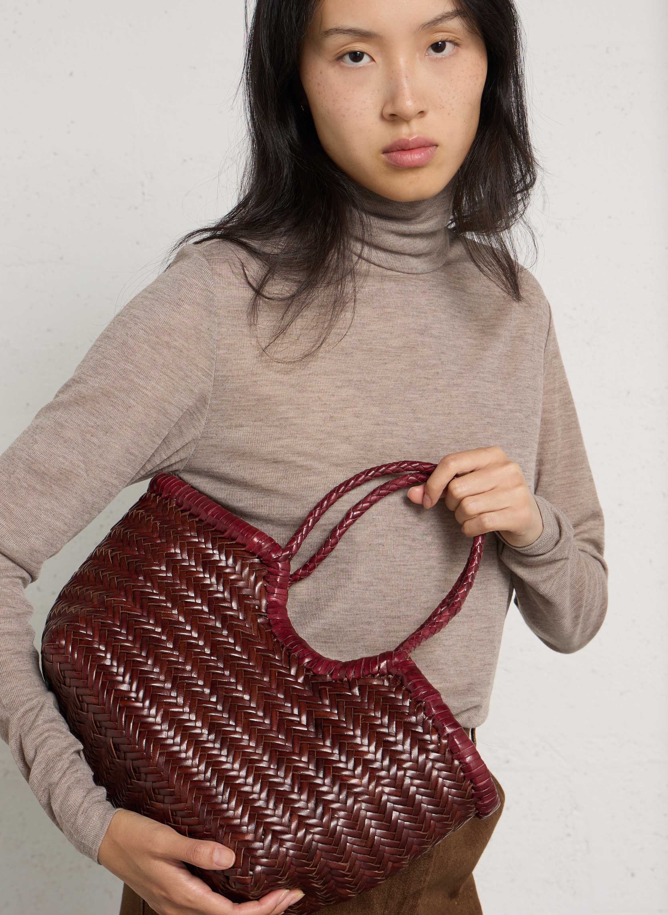 Geflochtene Lederhandtasche DRAGON DIFFUSION Rot
