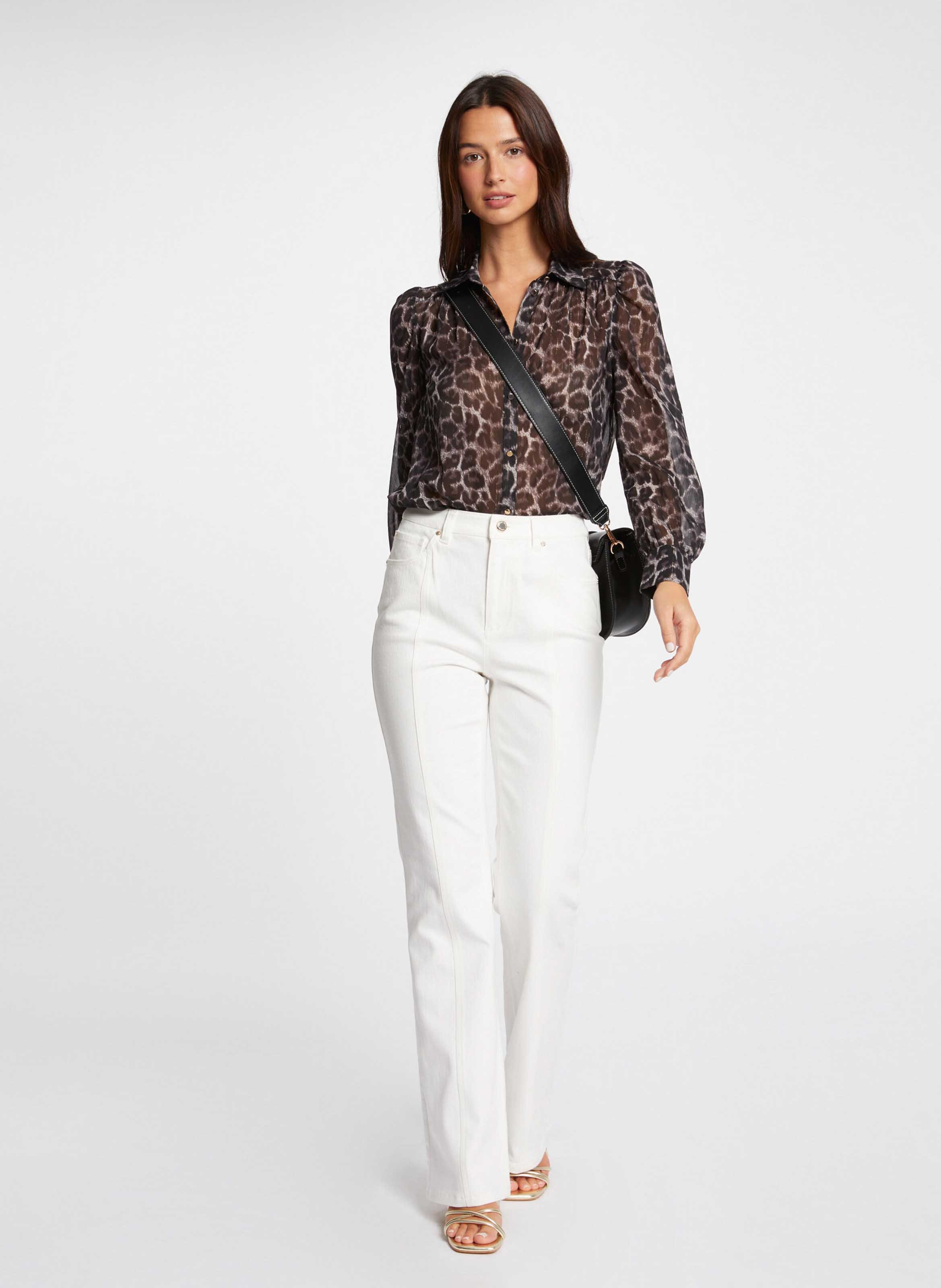Rechte blouse met lange mouwen en print MORGAN Veelkleurig