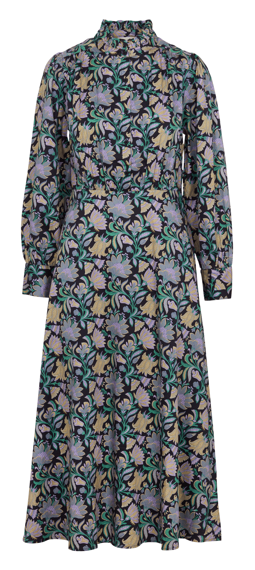 Langes gerade geschnittenes Baumwollkleid mit Muster. PETITE MENDIGOTE Schwarz