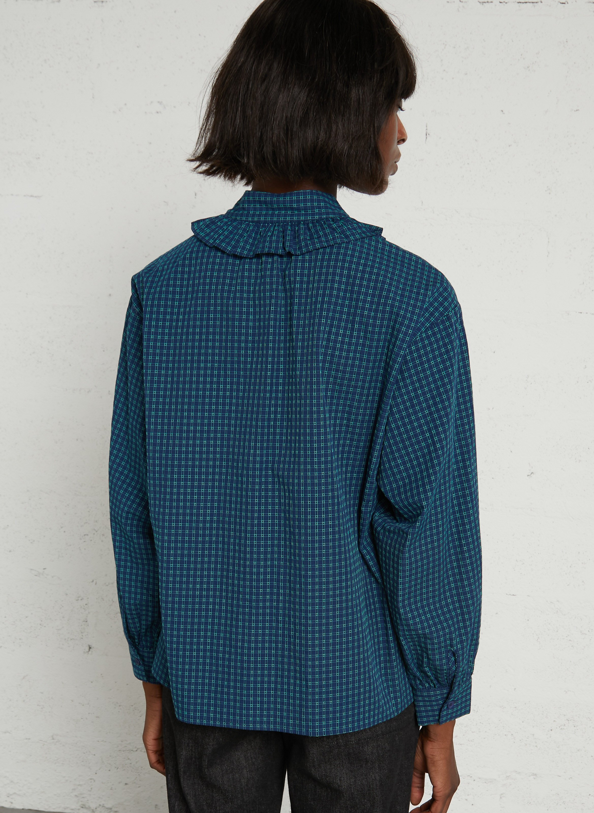 Chemise col claudine en coton SEE U SOON Bleu