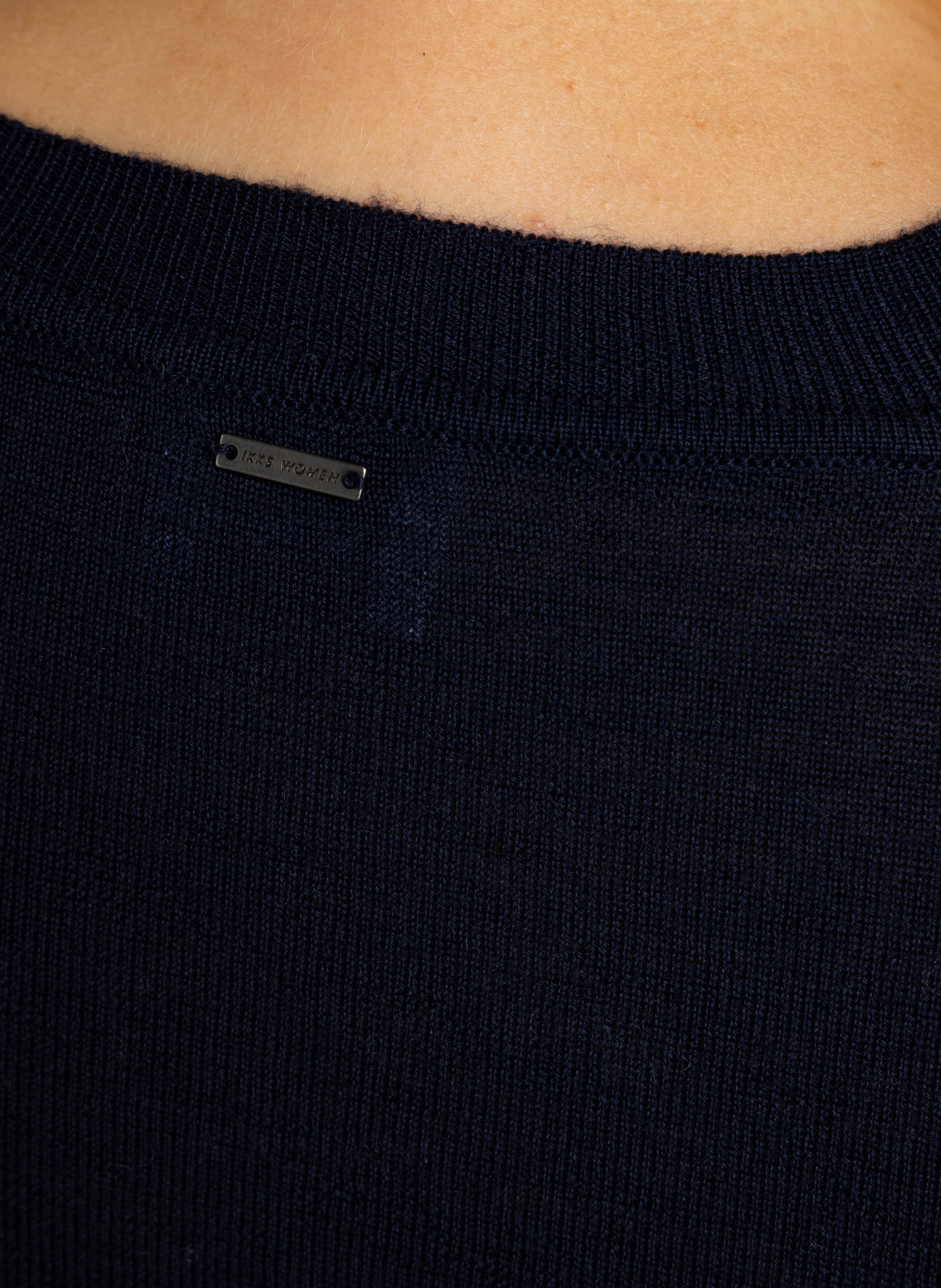 Feiner Kurzarm-Pullover aus Wolle IKKS Blau