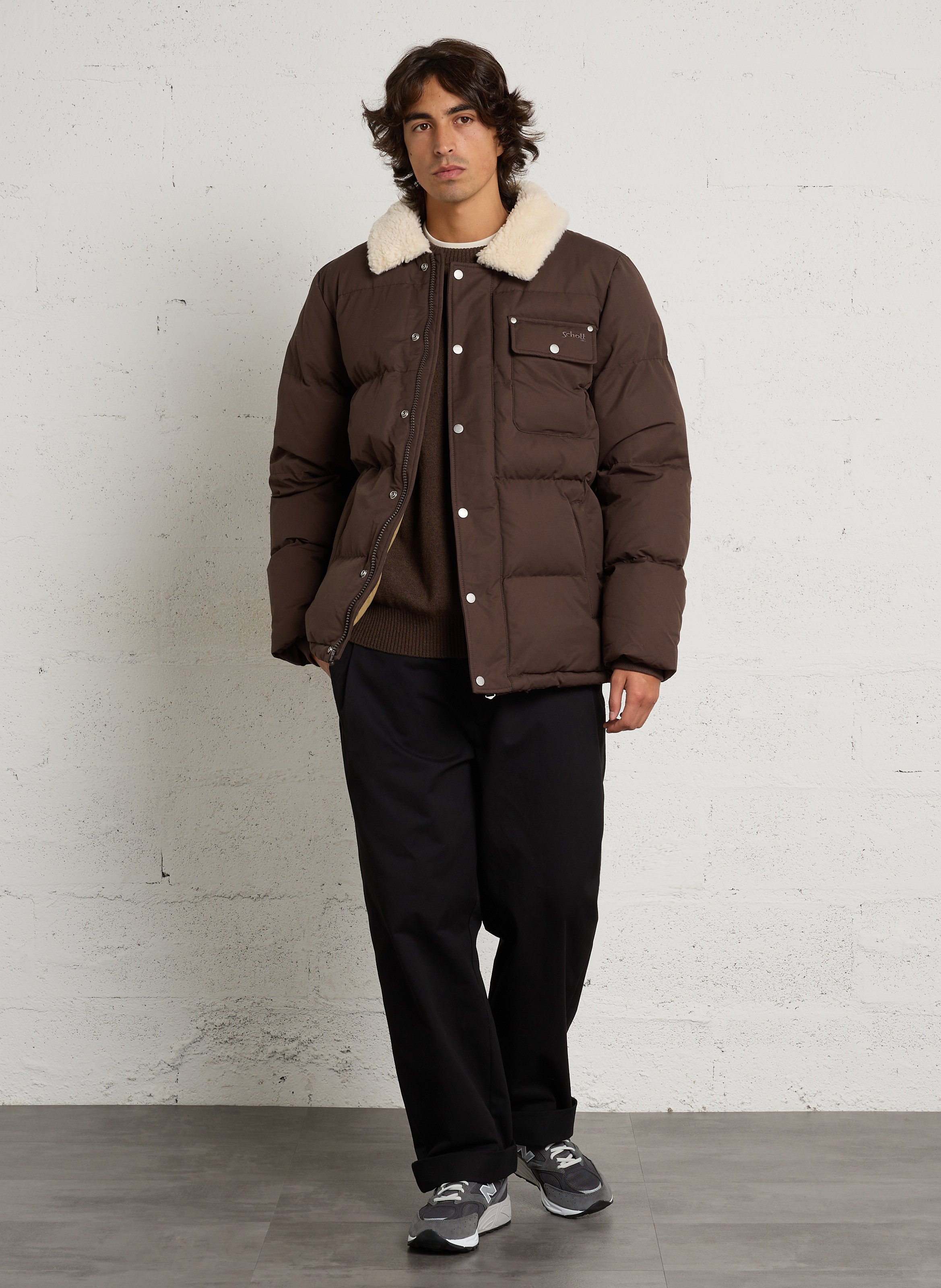 Round-neck wool-blend straight-cut sweater MINIMUM Brown