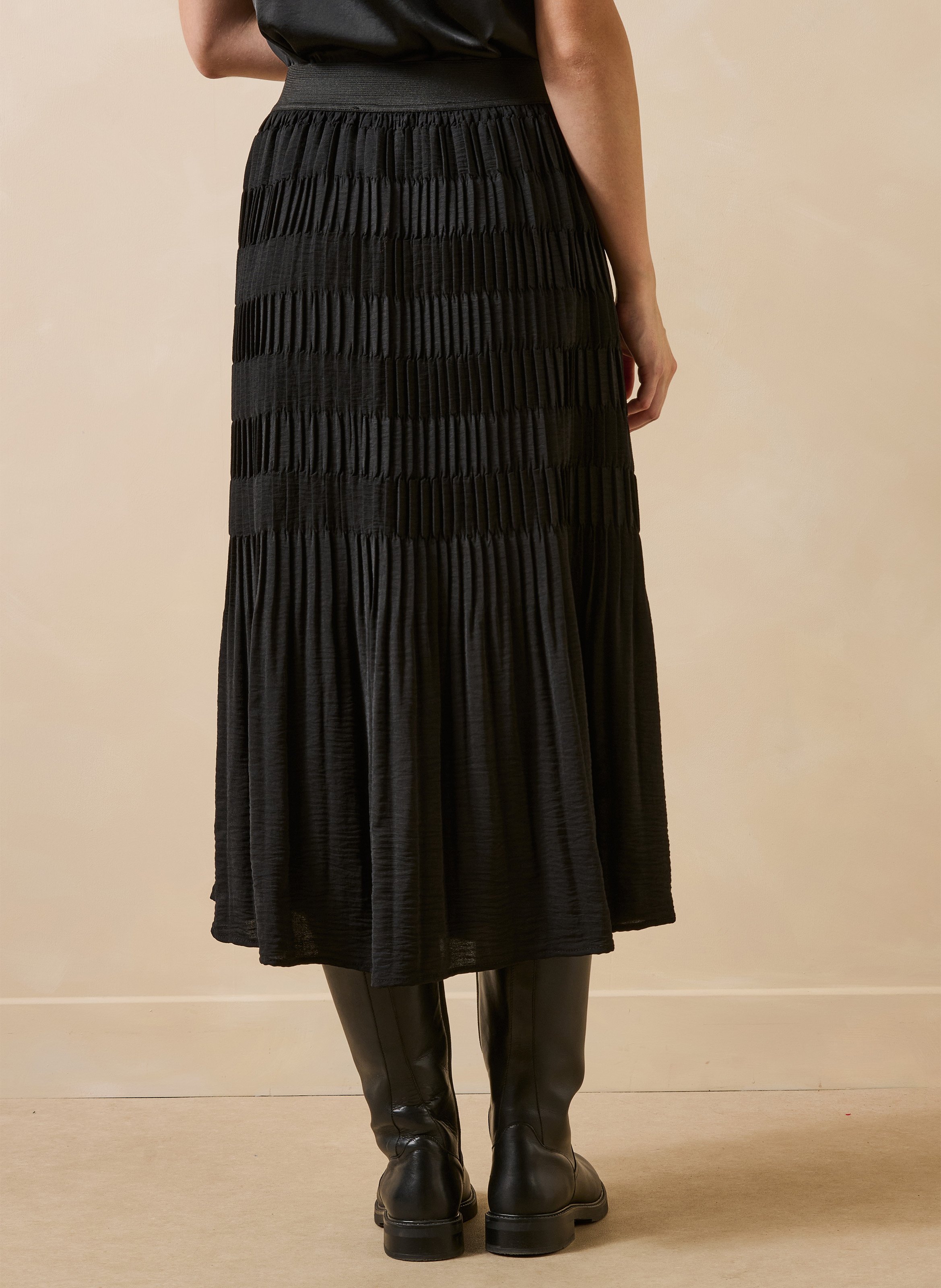 Jupe midi évasée plissée LA FEE MARABOUTEE Noir