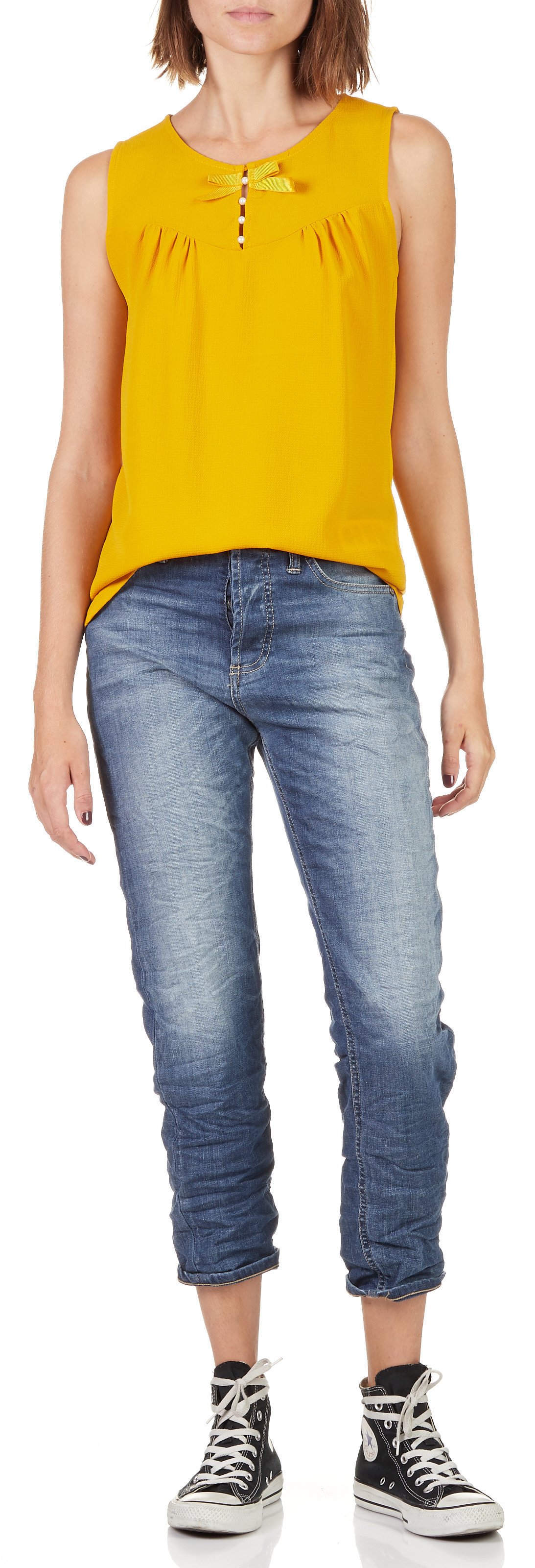 Jean cropped délavé PLEASE Bleu