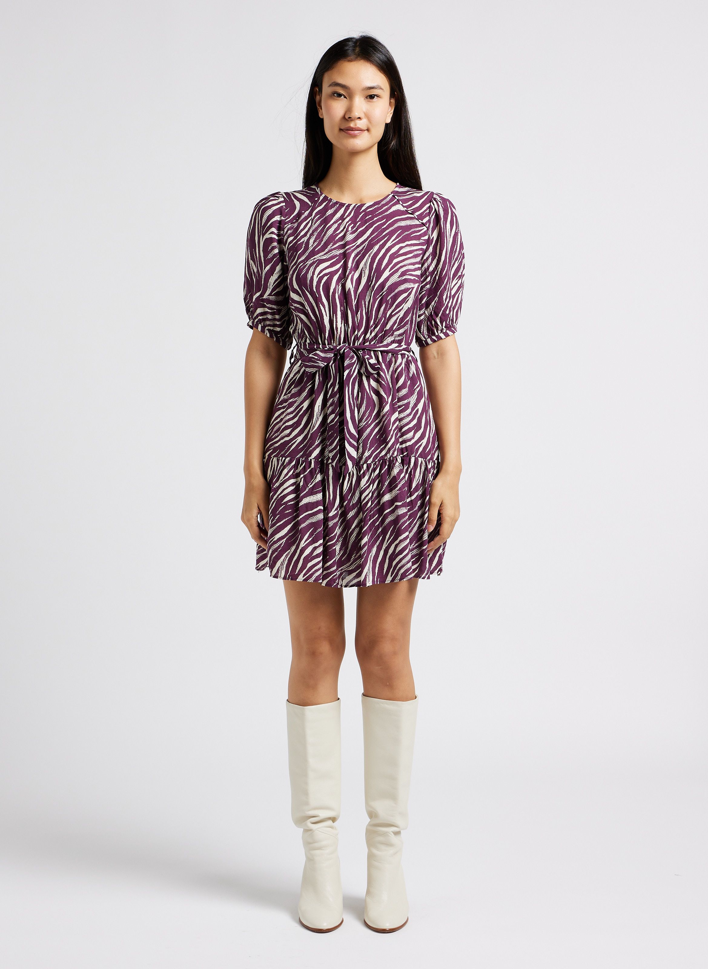 Round neck printed shift clearance dress