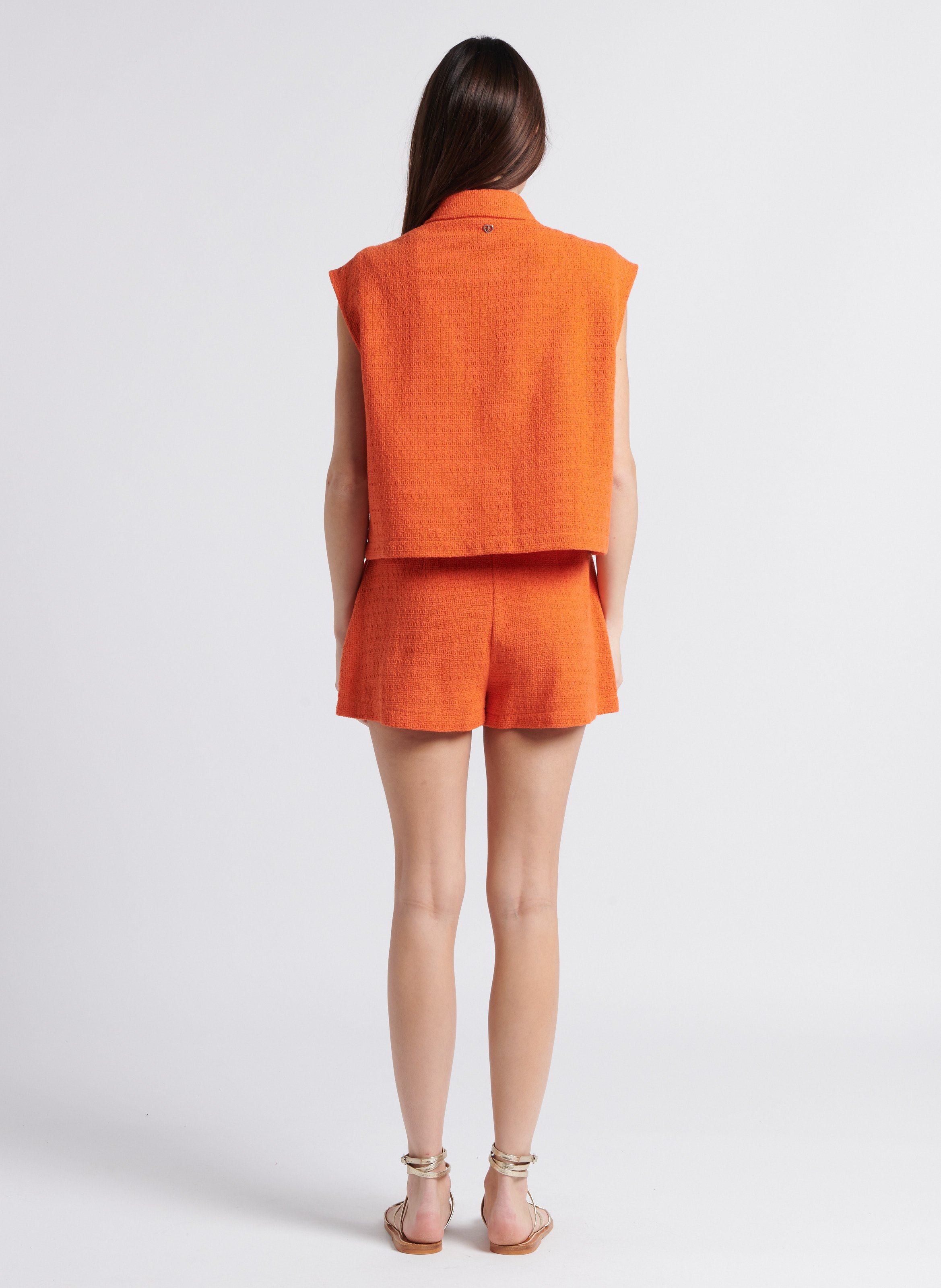 Straight-leg cotton-blend shorts PLEASE Orange