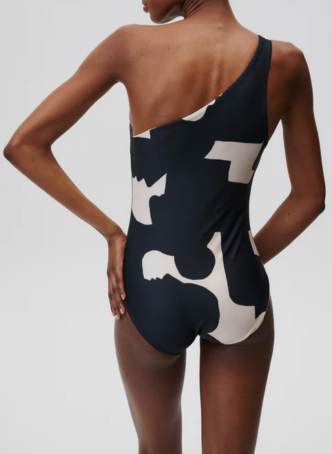 Printed one-piece swimsuit Black