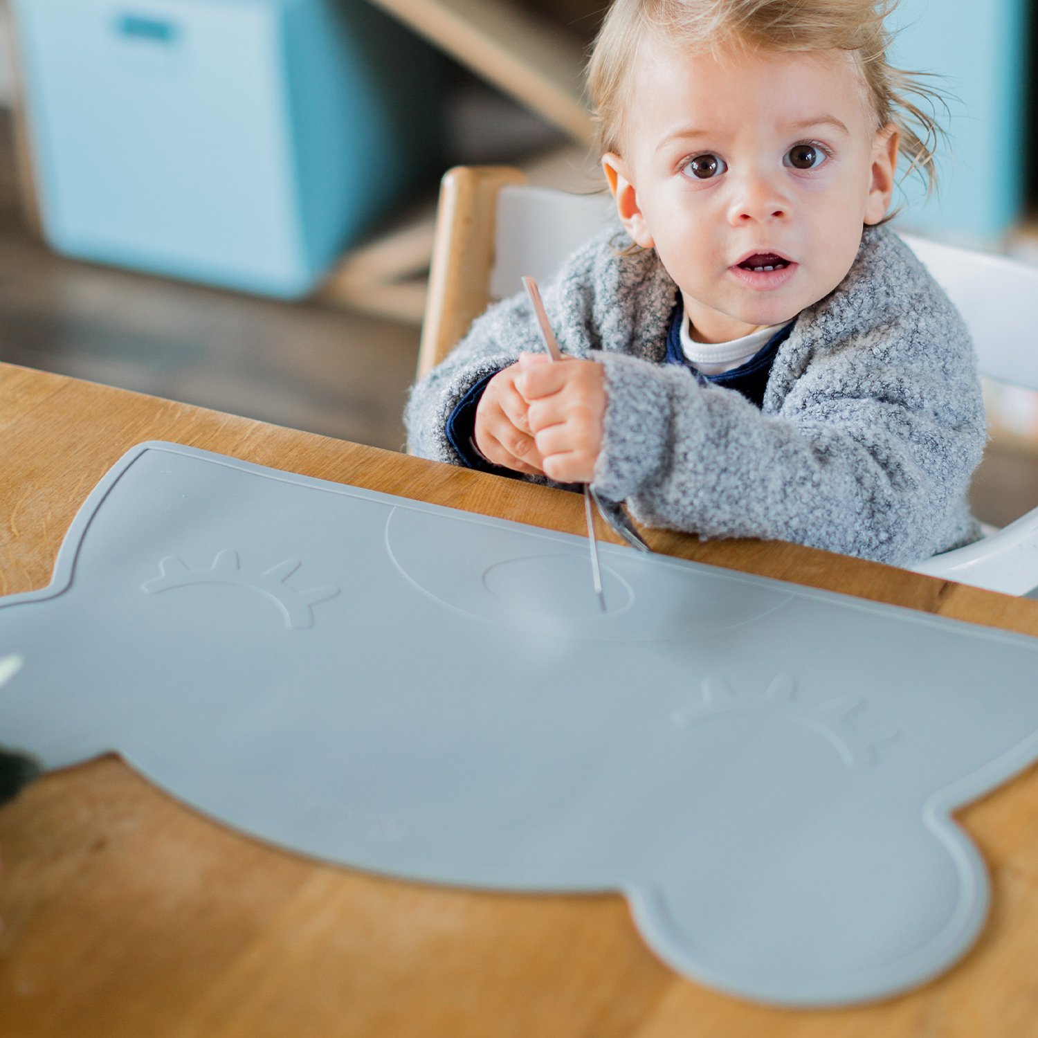 Set de table en forme d’ours en silicone KINDSGUT Gris