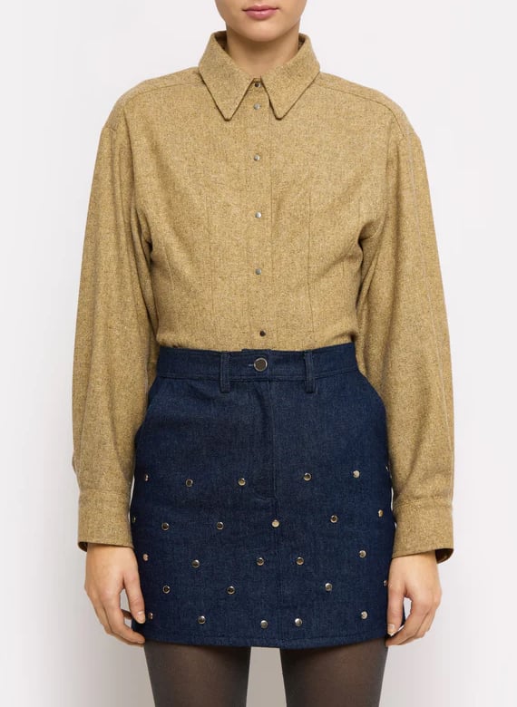 Chemise col classique en laine mélangée ROSEANNA Beige