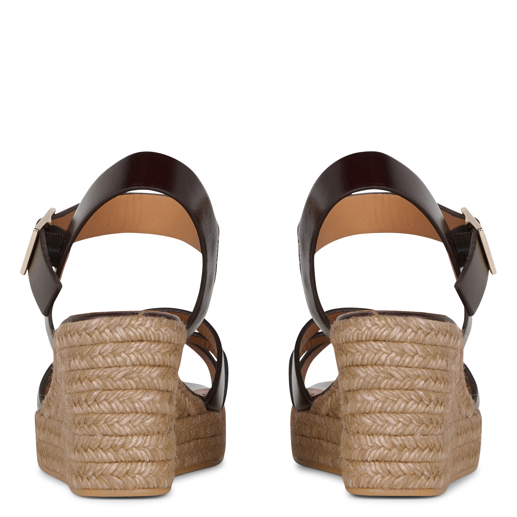 Sandales compensées en cuir BOBBIES Marron