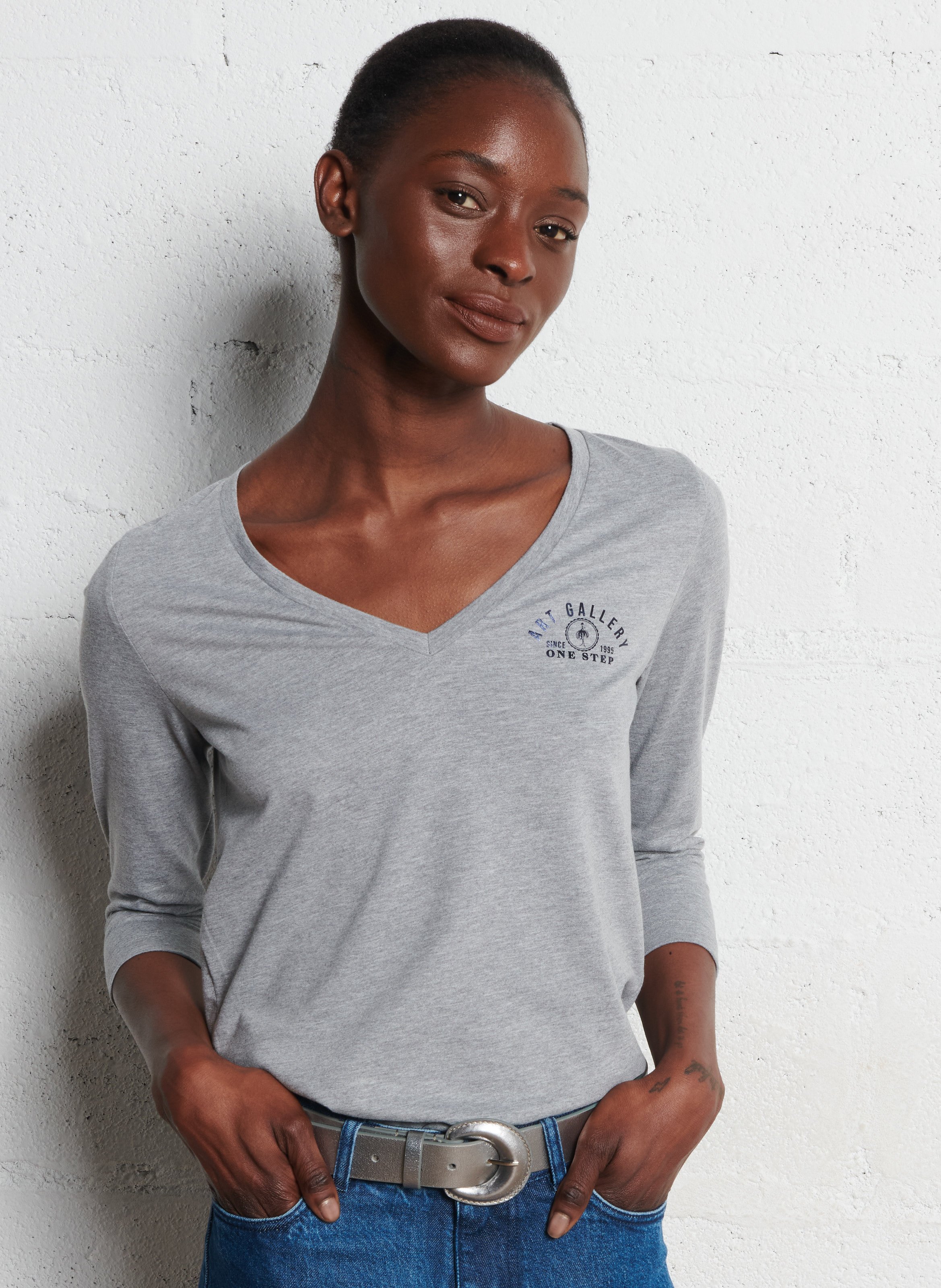 Gestreept T-shirt ONE STEP Grijs