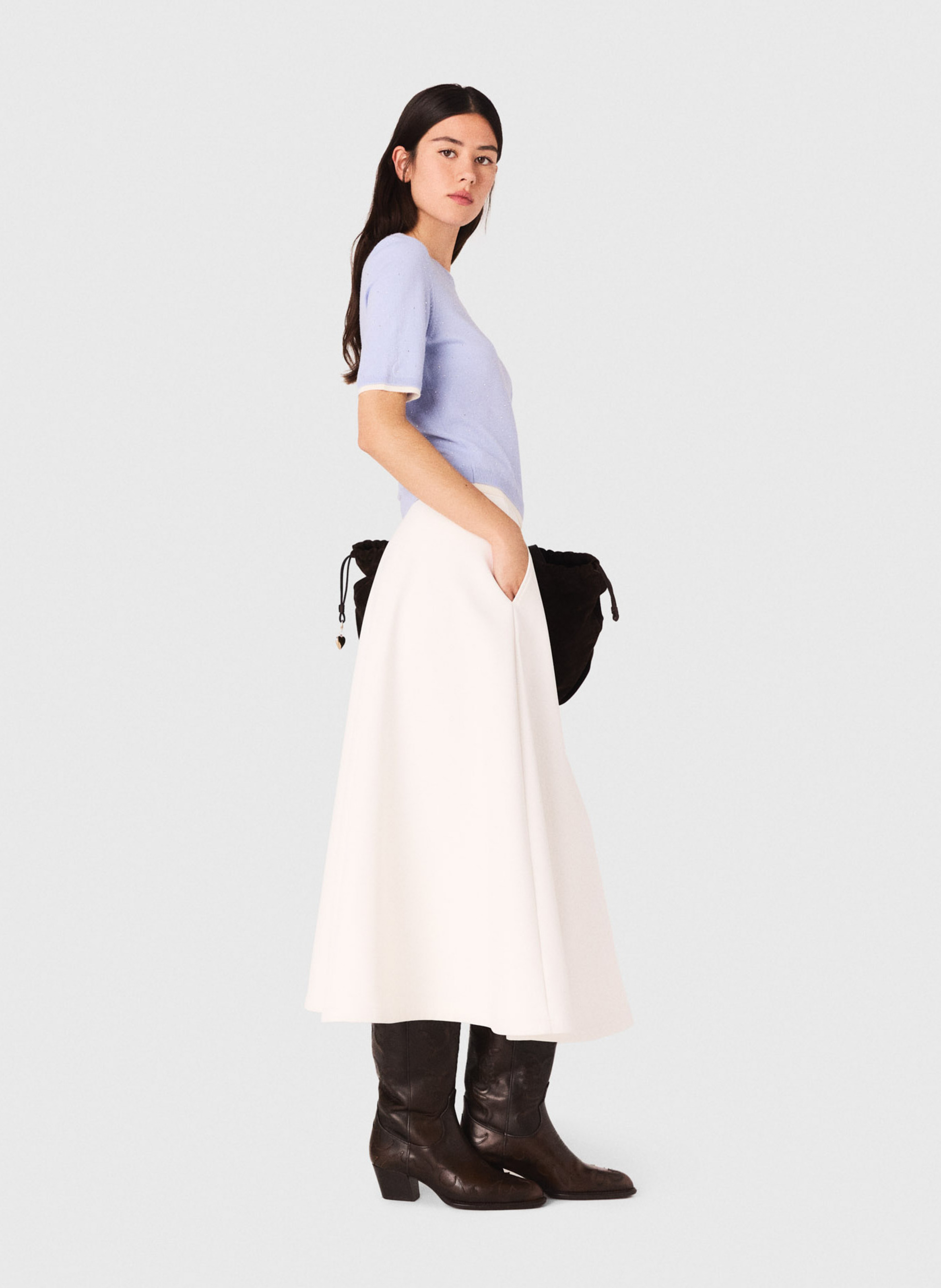 Pull col rond en laine mélangée MAJE Bleu