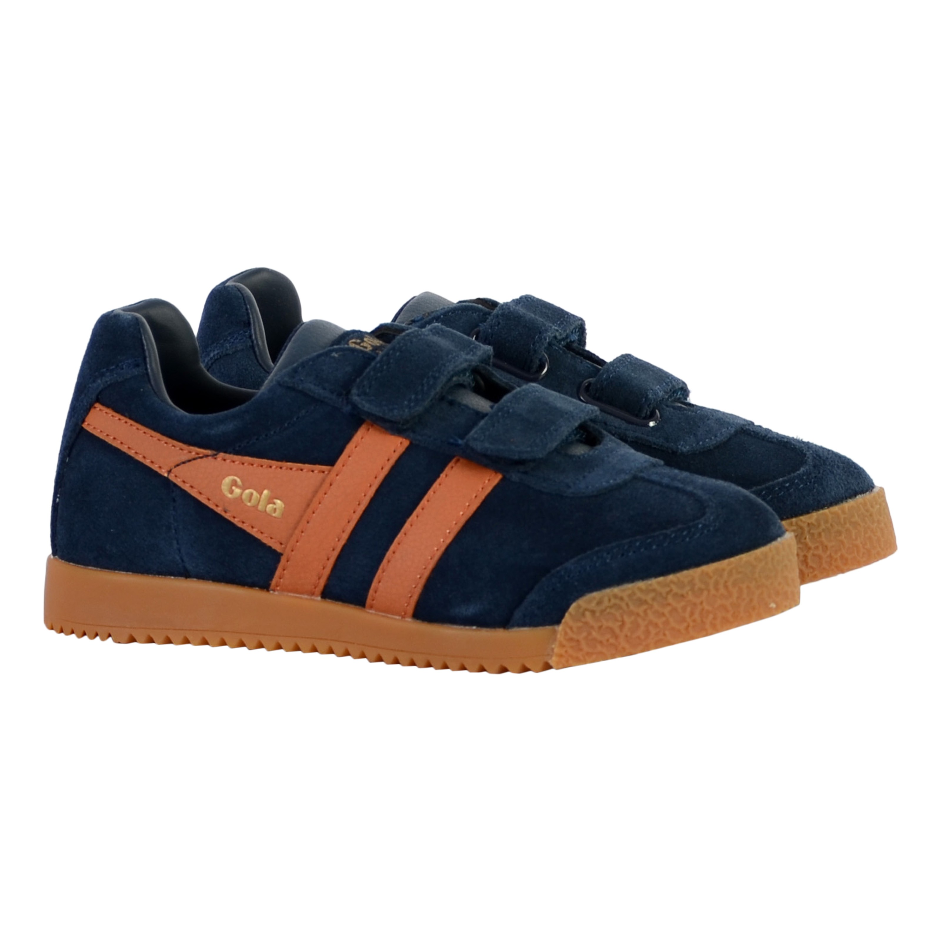 Children's leather sneakers with barrier strap GOLA Blue