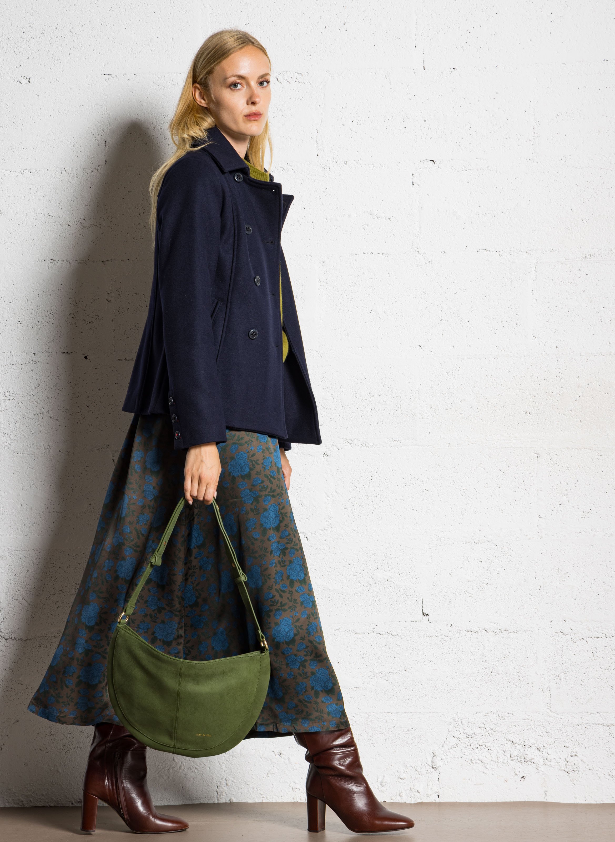 Sac cabas porté épaule en cuir NAT & NIN Vert