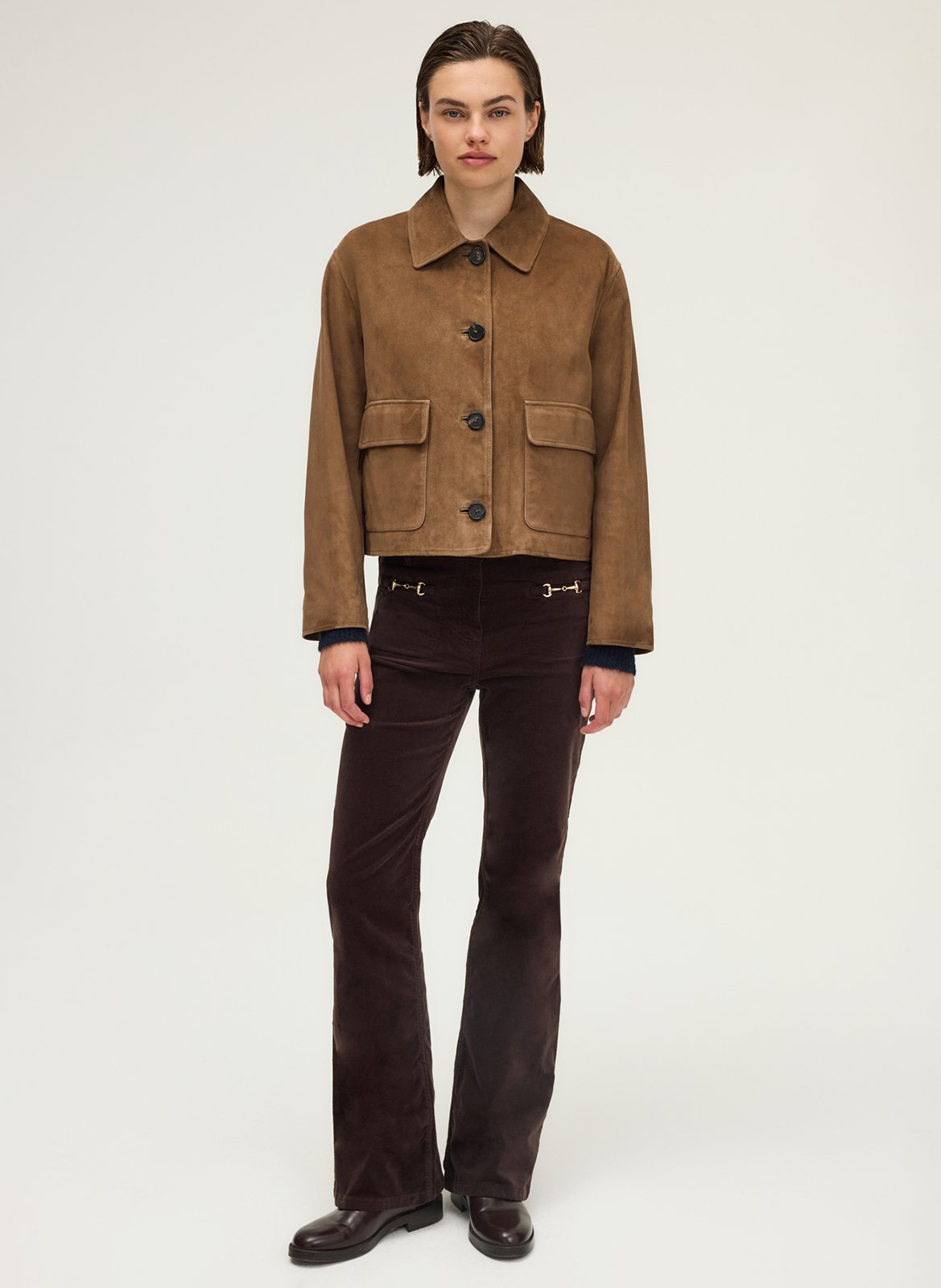Straight suede leather jacket PABLO Brown