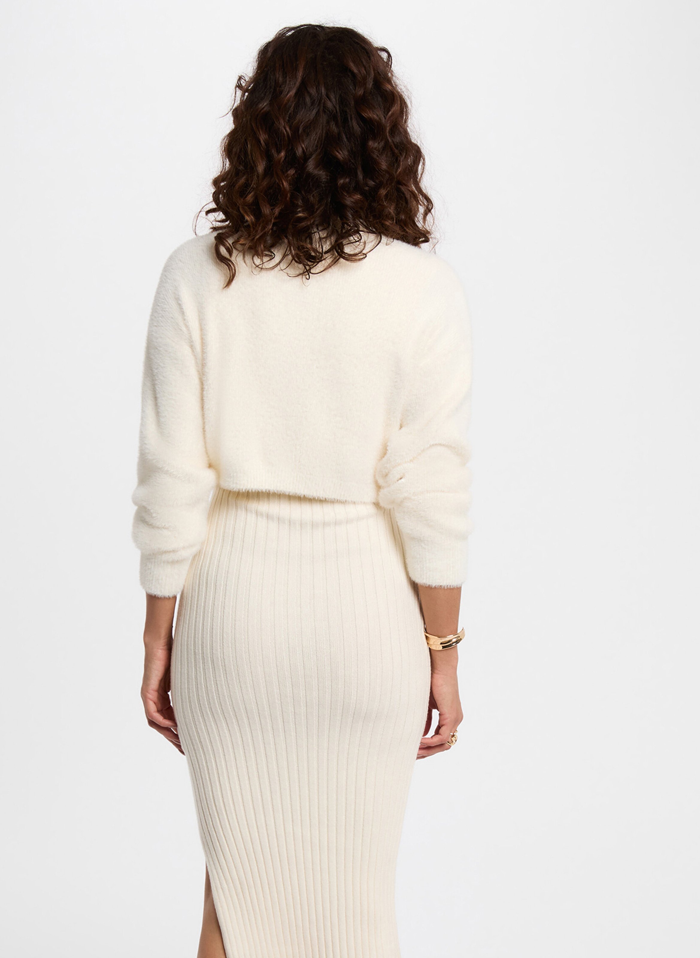 Aansluitende jurk met ronde hals MORGAN Beige