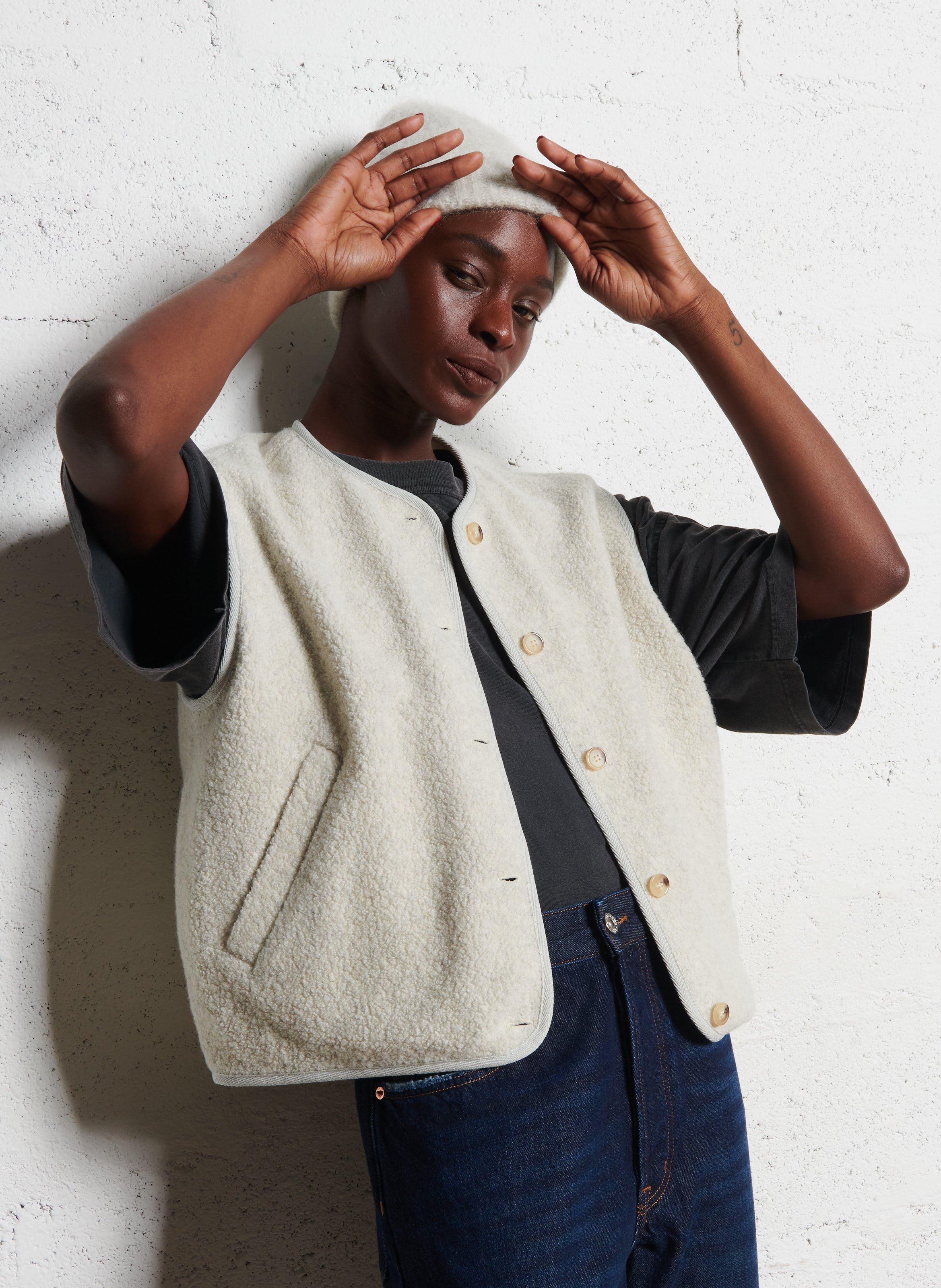 Oversized wool-blend jacket  DES PETITS HAUTS Grey