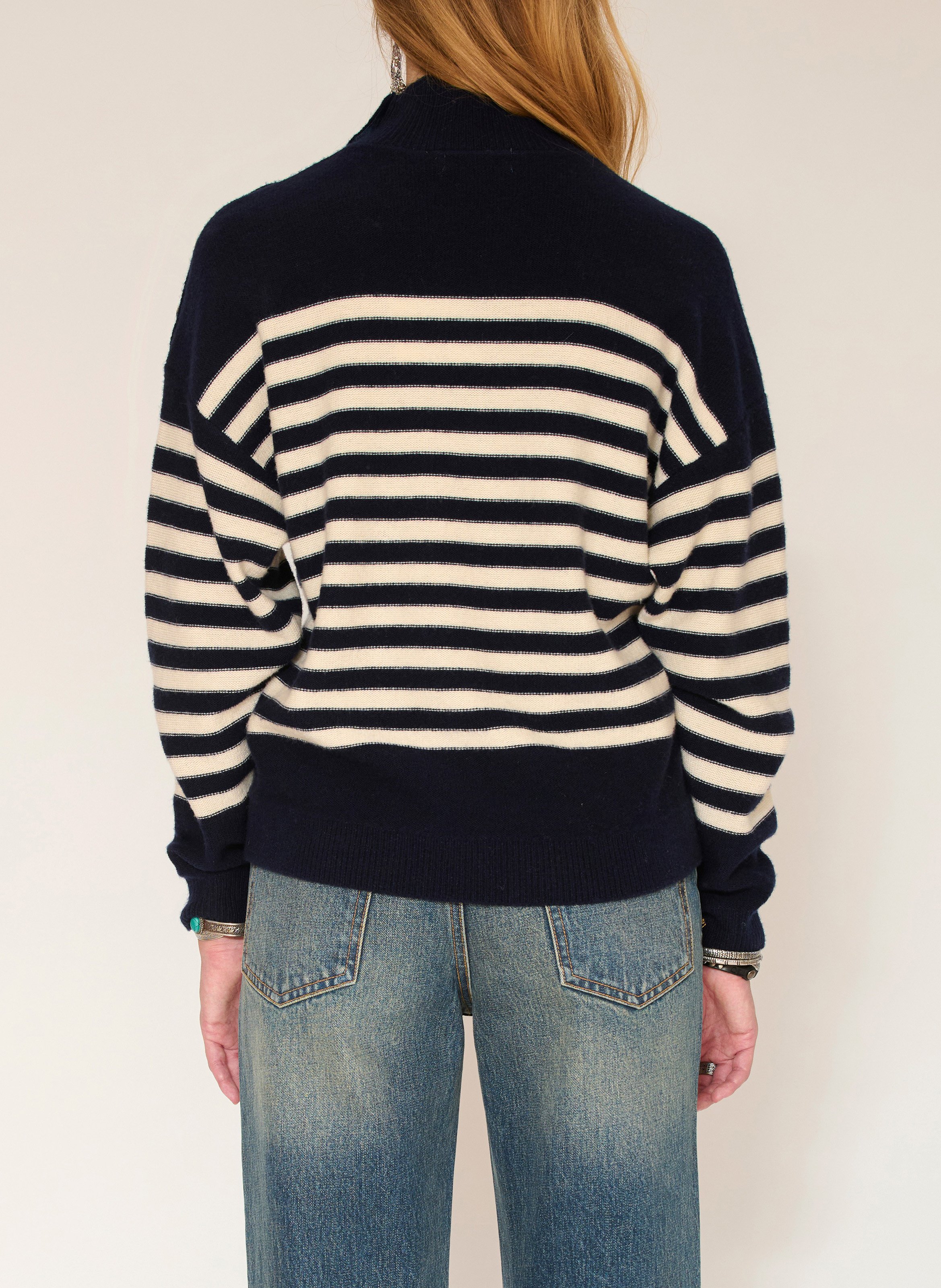Pull oversize col montant en laine MKT Bleu