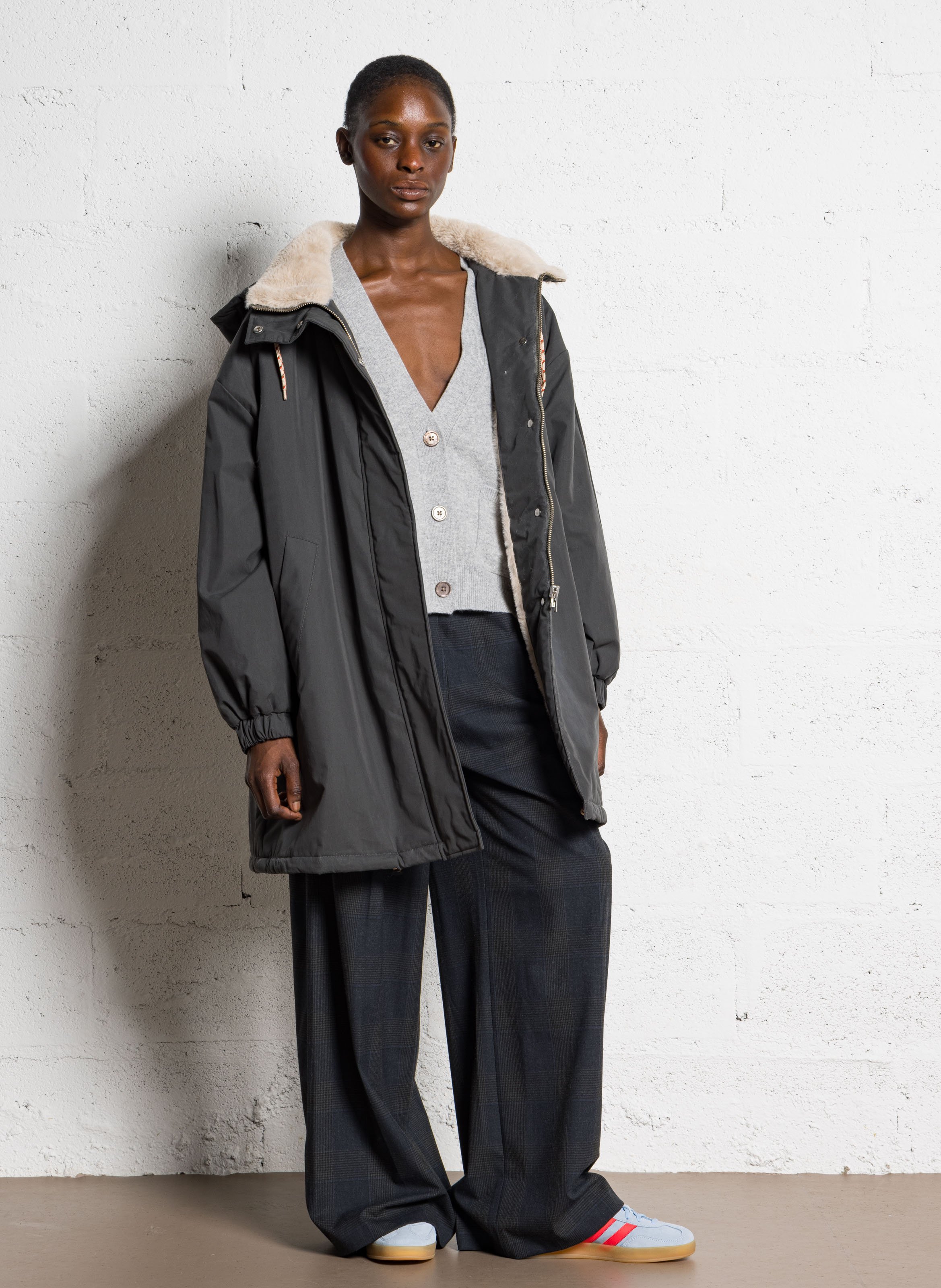 Oversized parka van gemengd katoen BELLEROSE Zwart