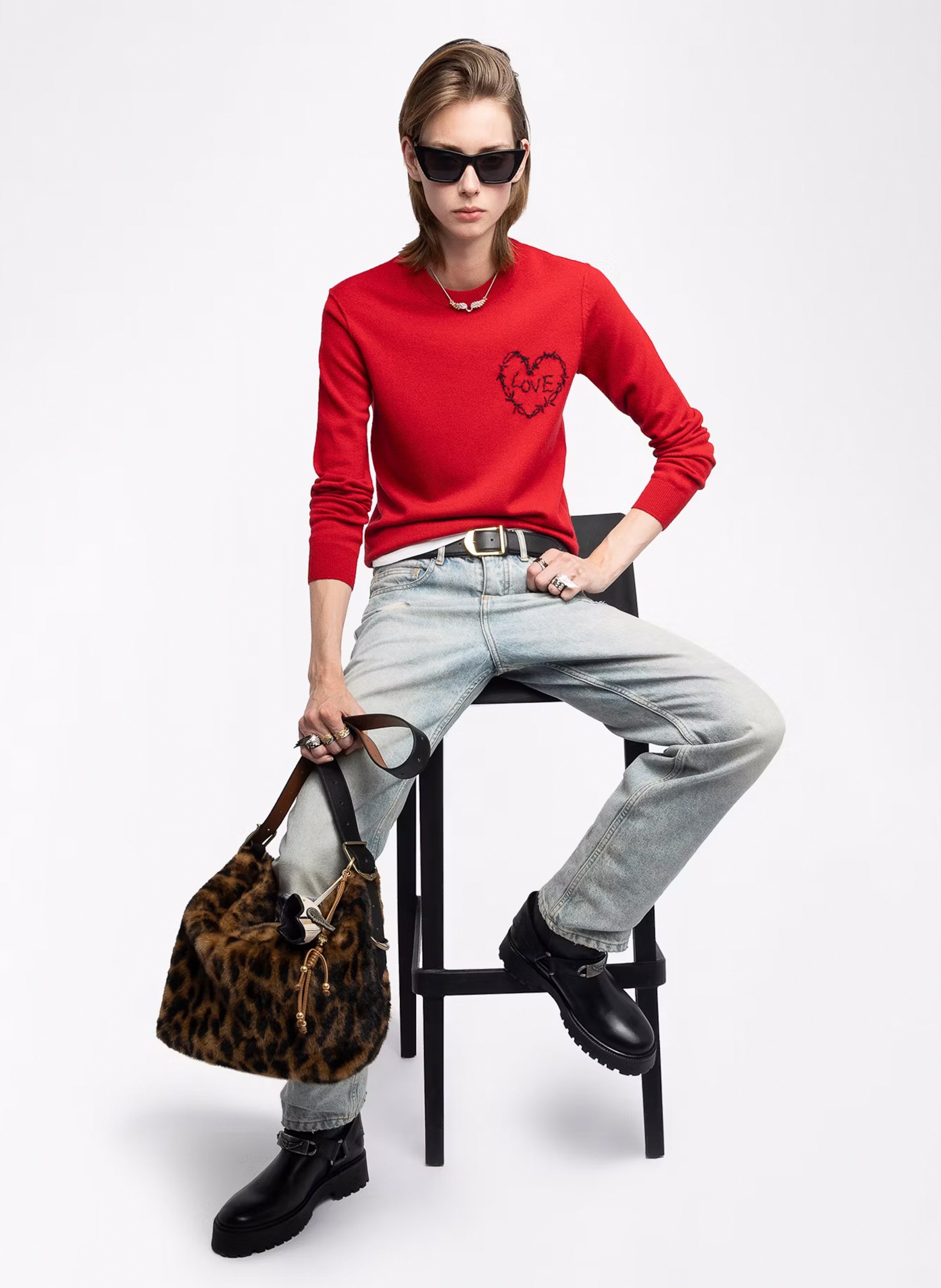 Luipaard schoudertas ZADIG&VOLTAIRE Bruin