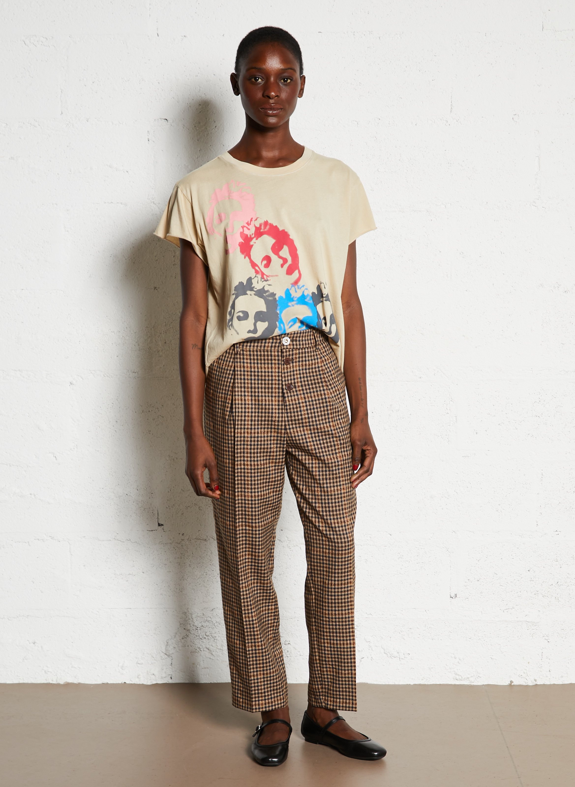 Karierte Bundfaltenhose LIU JO Braun