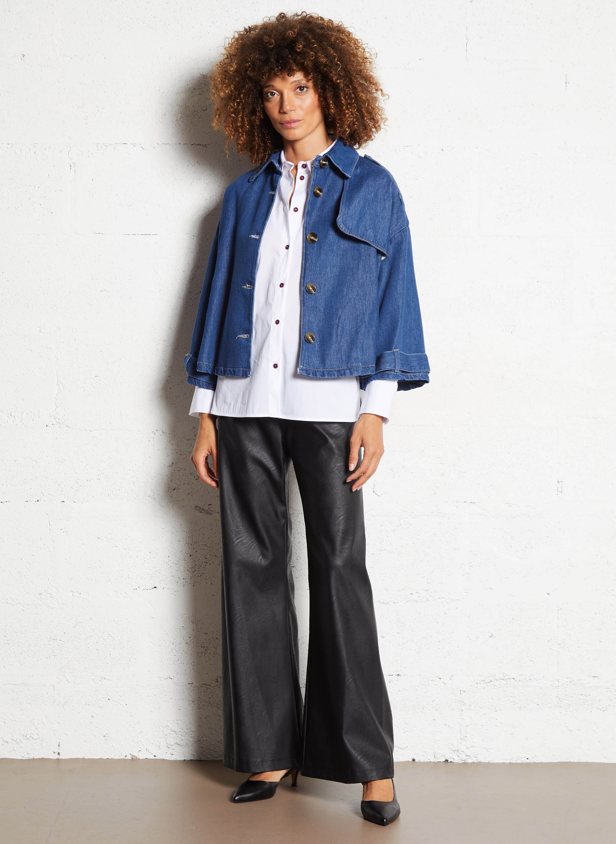 Veste trench ample en denim PLEASE Bleu