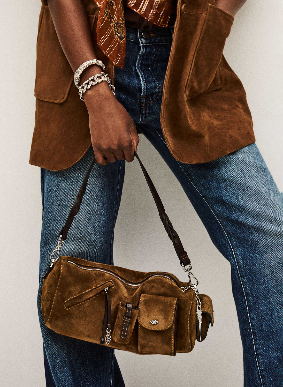 Suède duffeltas met zakken BA&SH Bruin