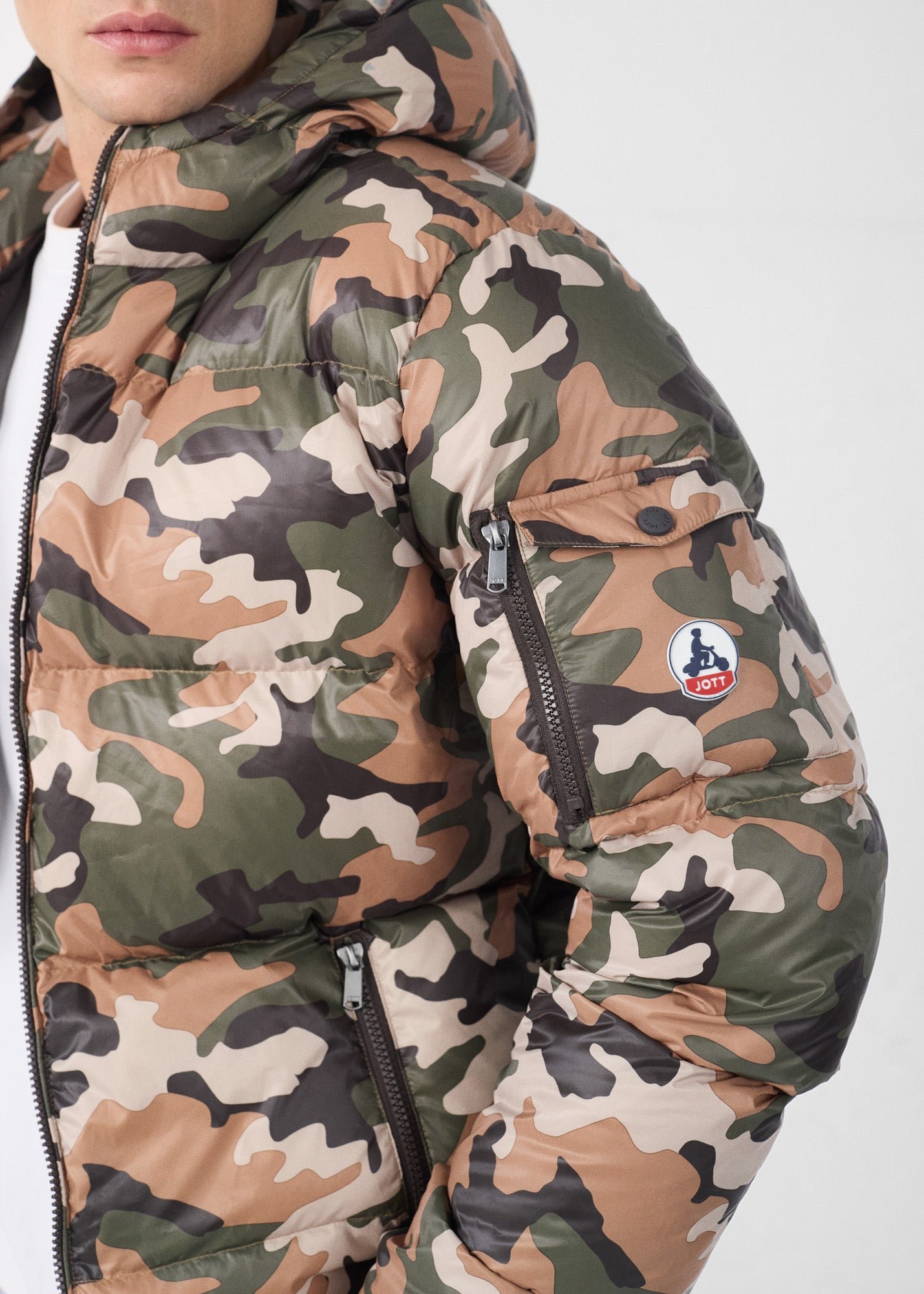 Java Print Extreme Cold Down Jacket JOTT Brown