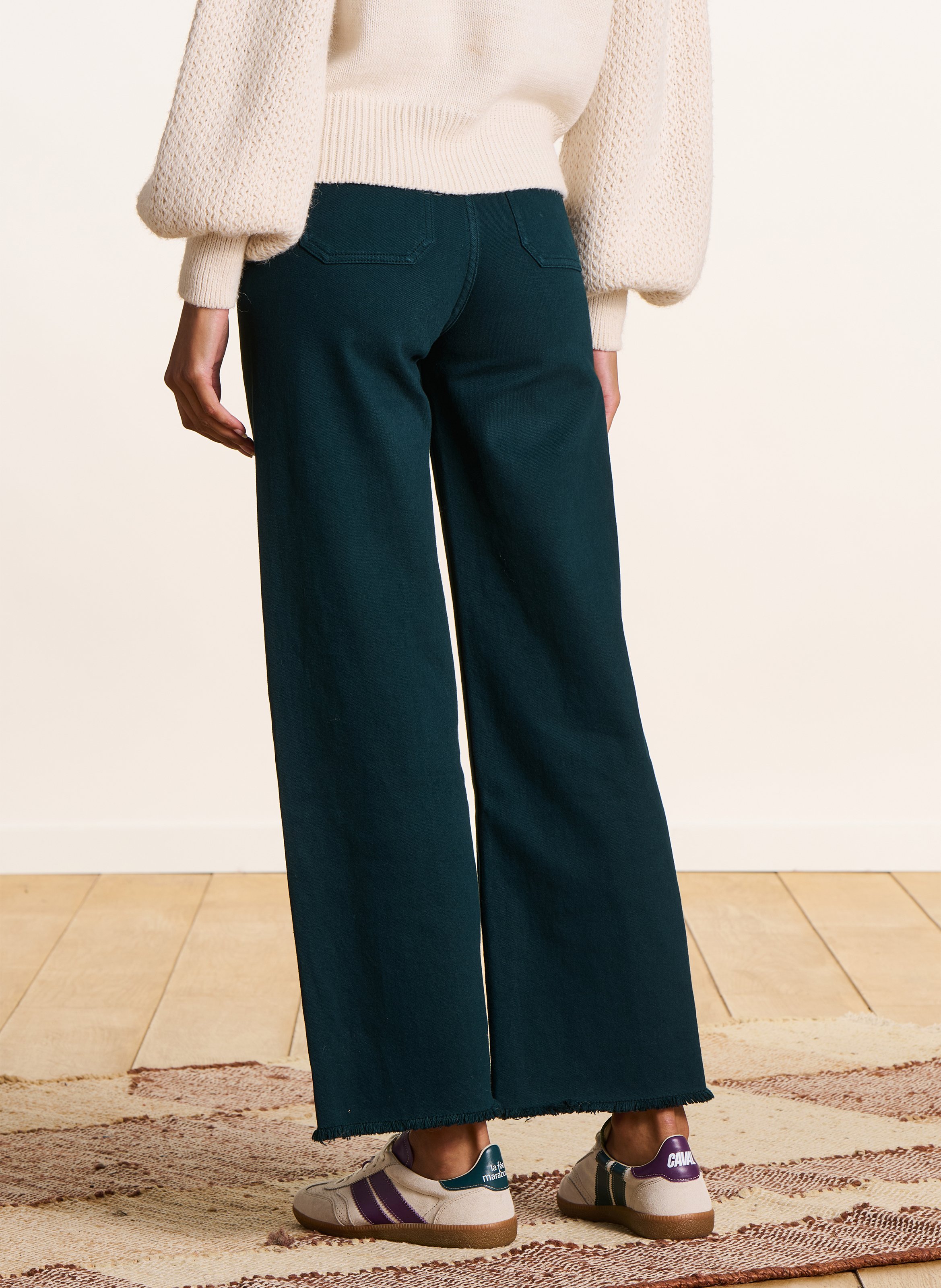 Jean large taille haute en coton bio mélangé LA FEE MARABOUTEE Bleu