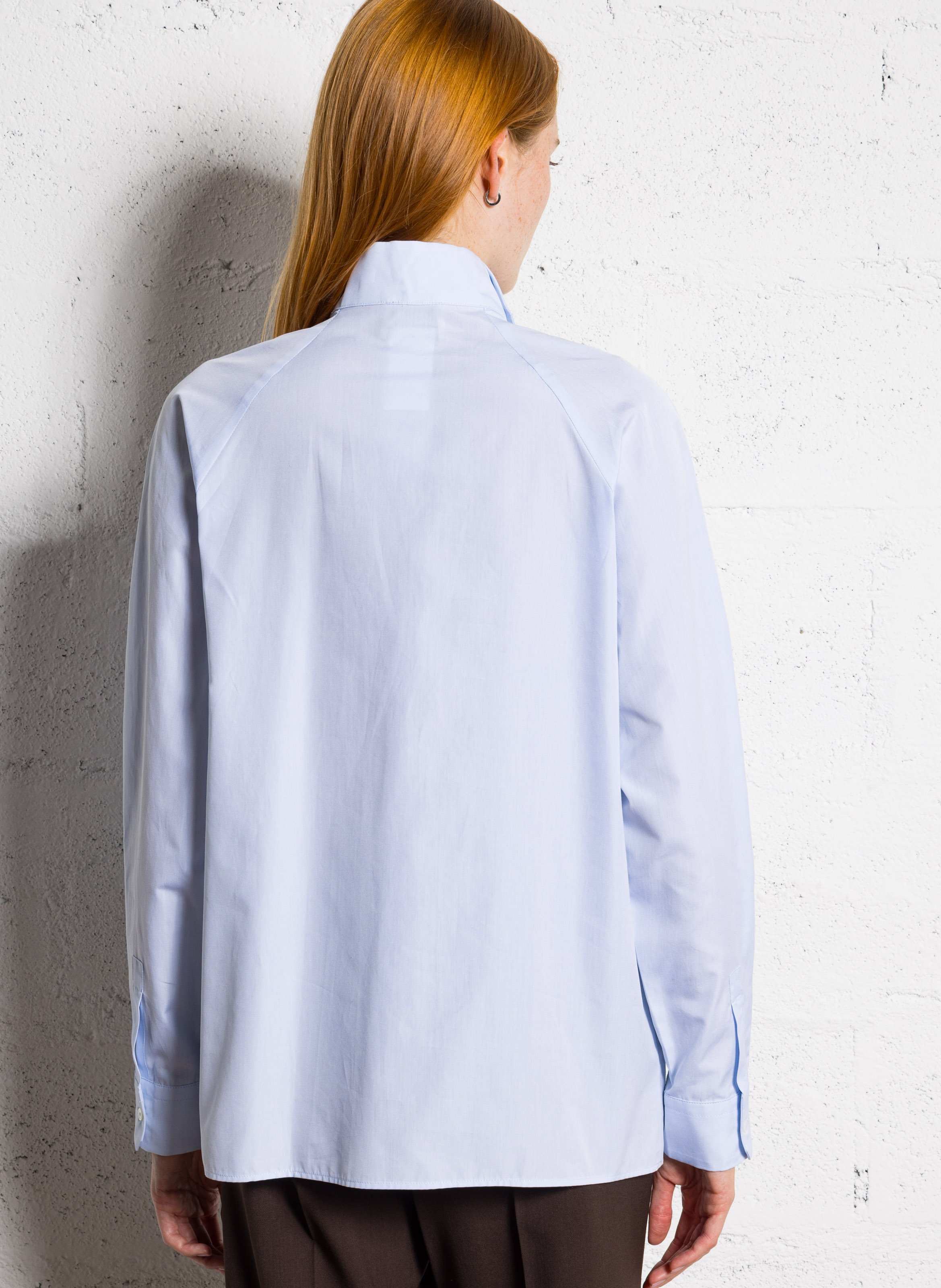Straight pleated plain cotton shirt MAX MARA WEEK END Blue