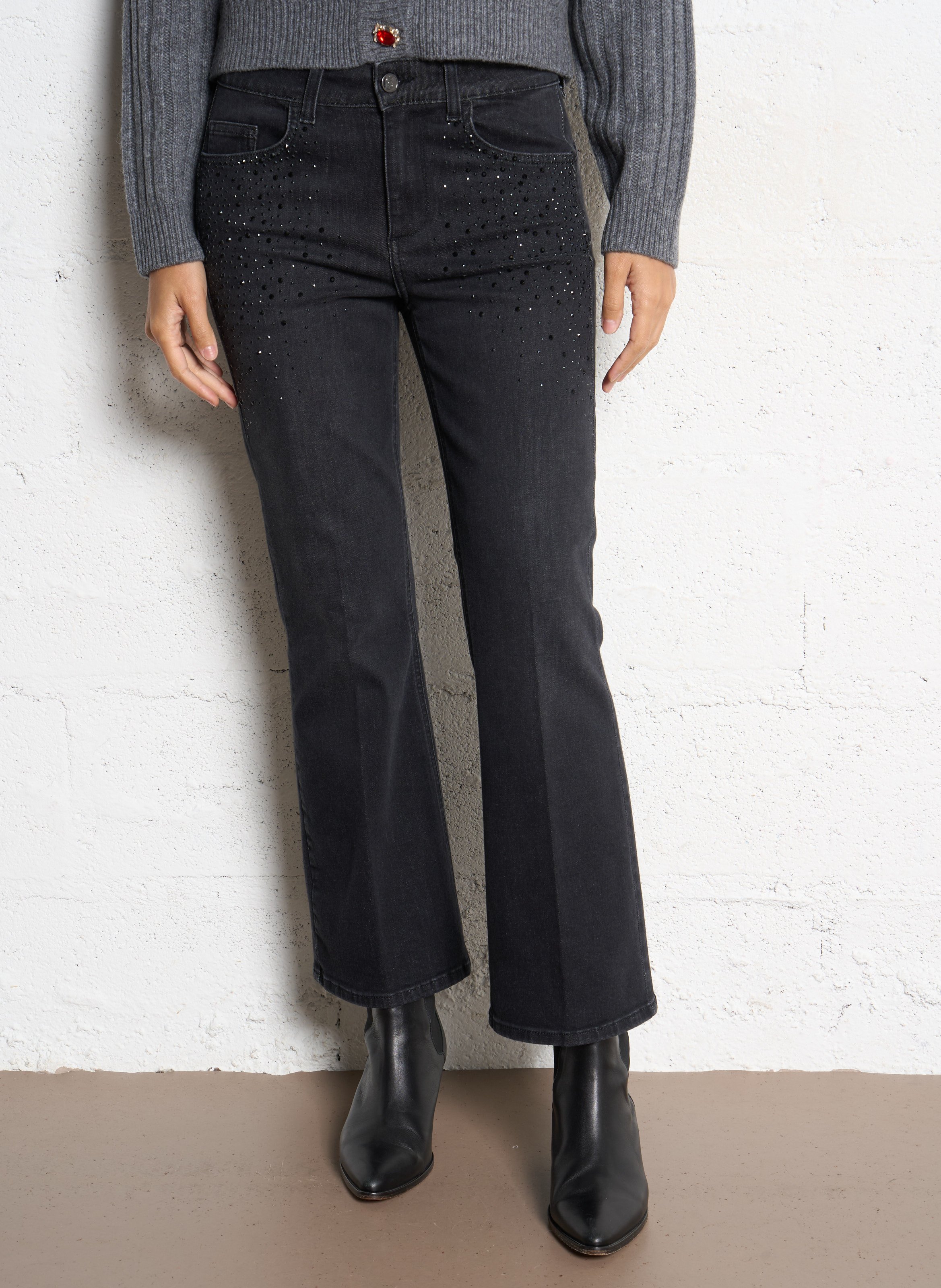 Straight Cut Jeans mit Strass LIU JO Schwarz
