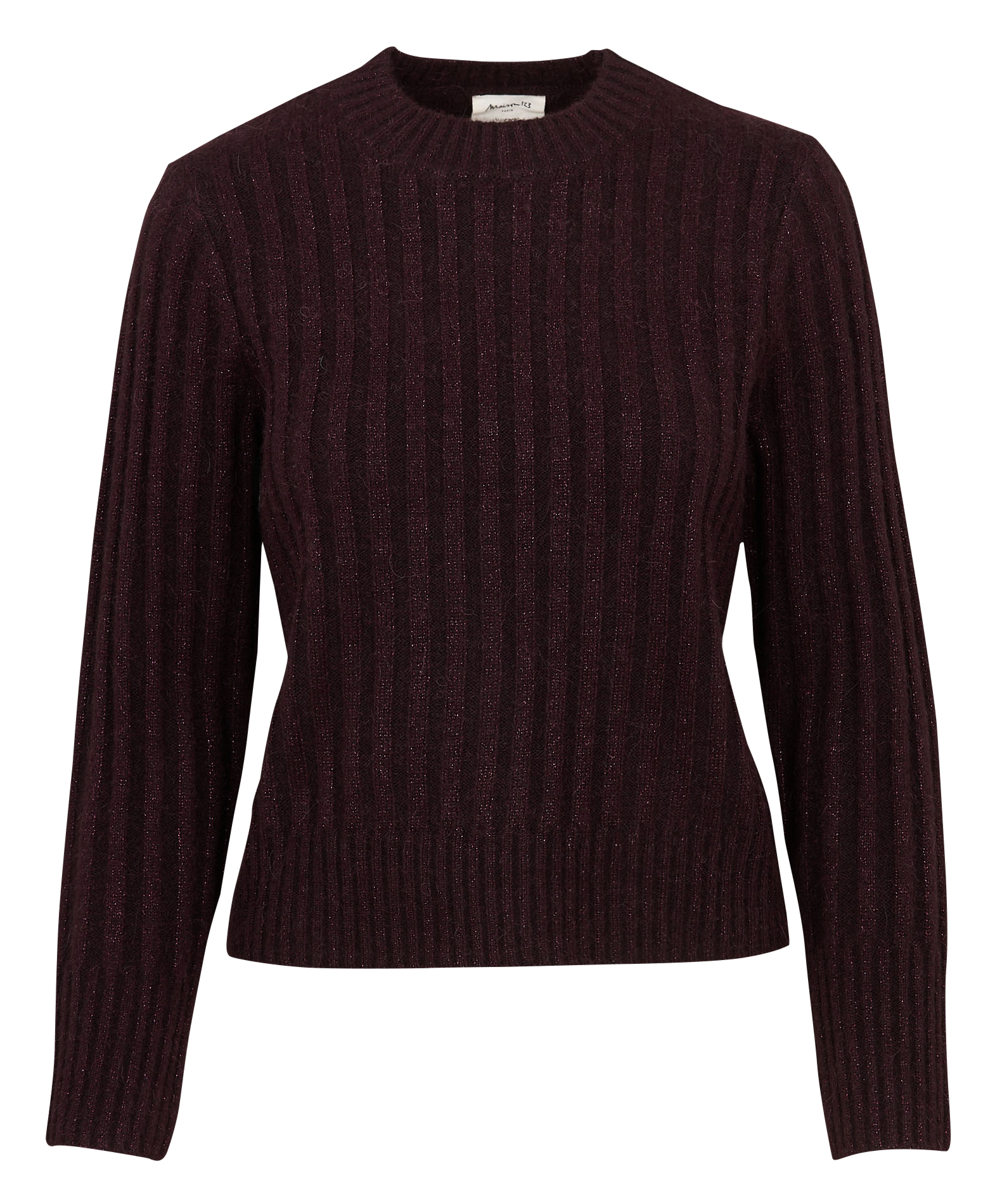 Pull droit col rond en maille métallisée Violet