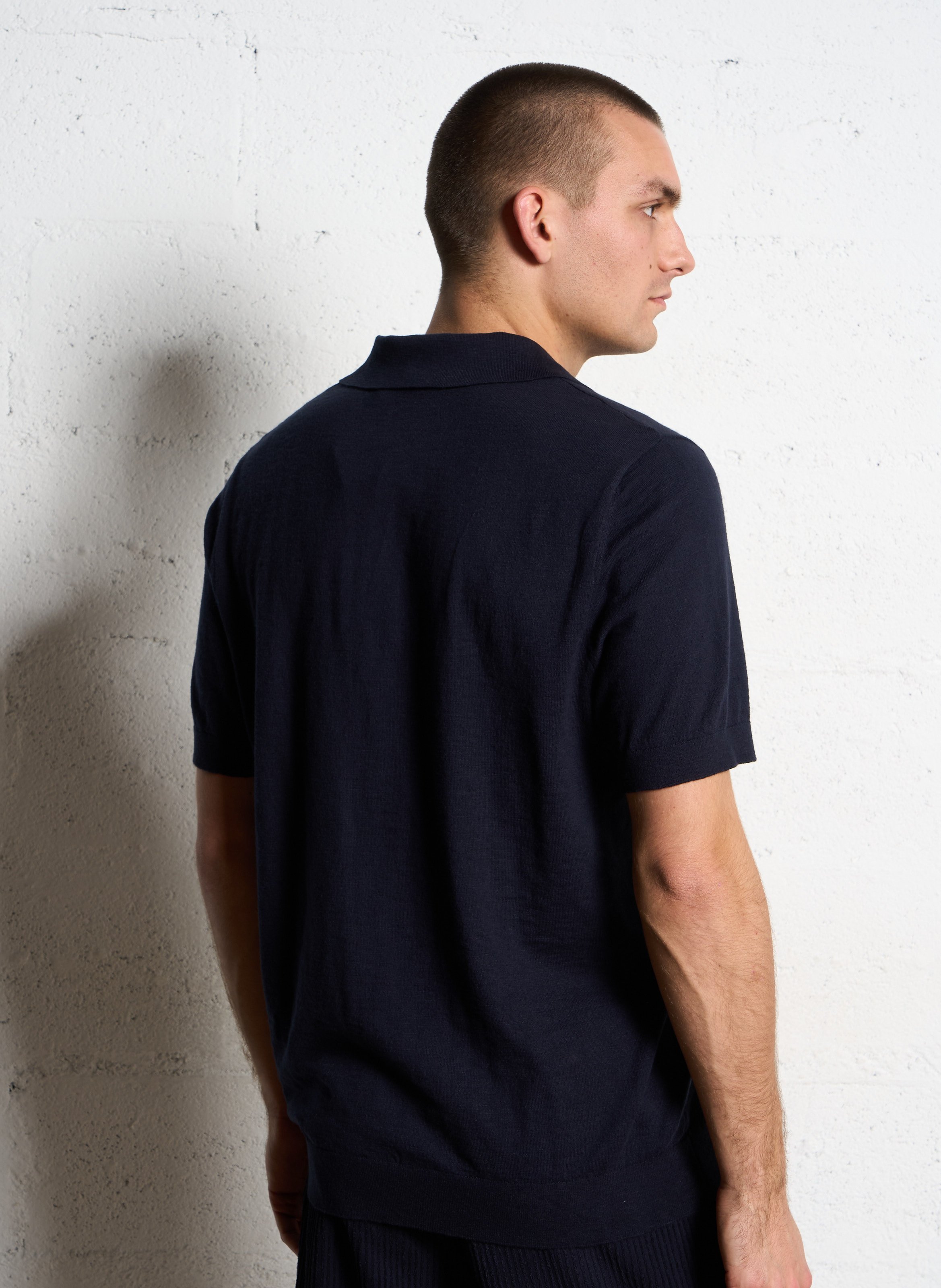 Straight cotton-blend polo shirt IKKS Blue