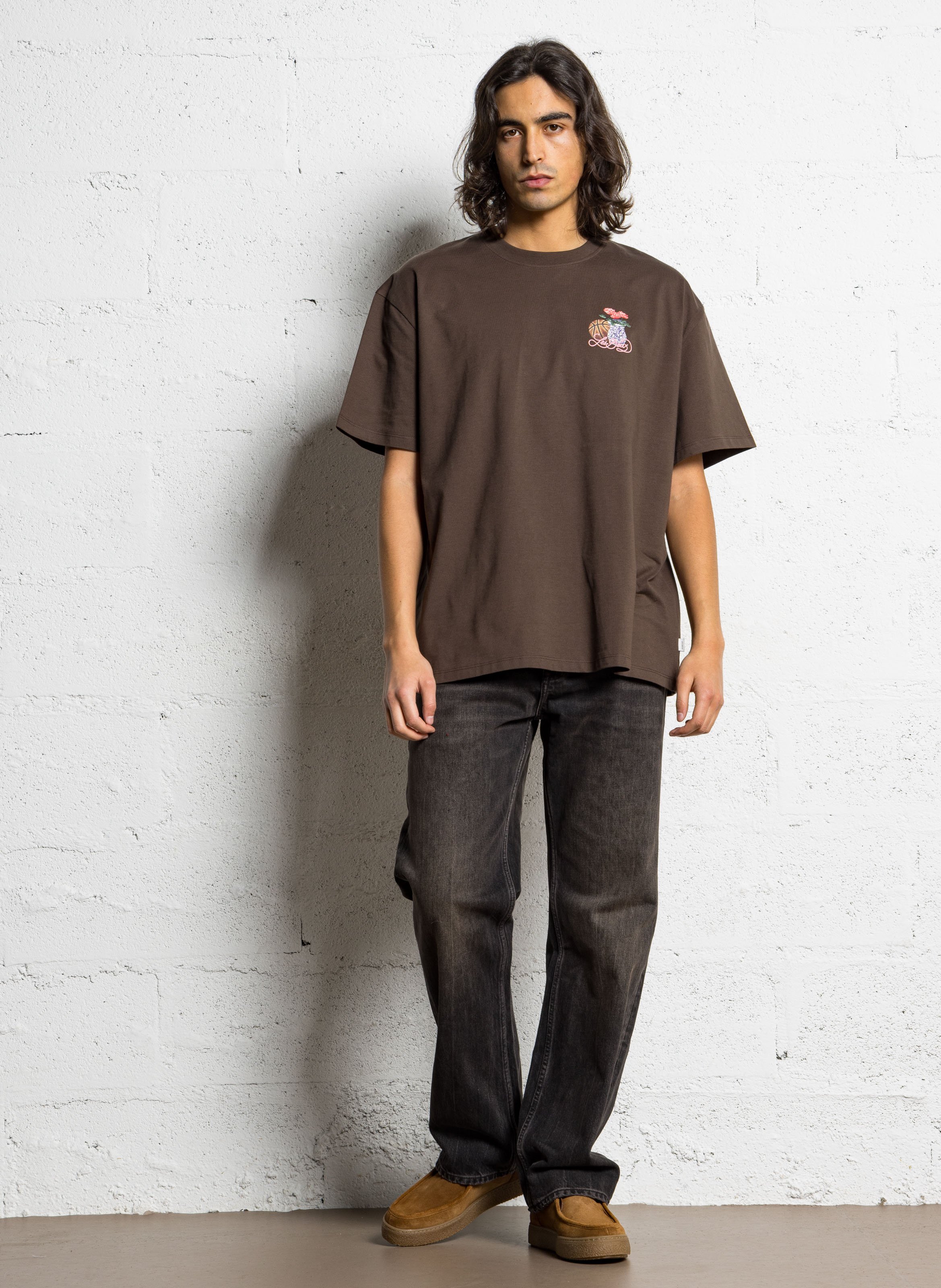 Tee-shirt ample sérigraphié LES DEUX Marron