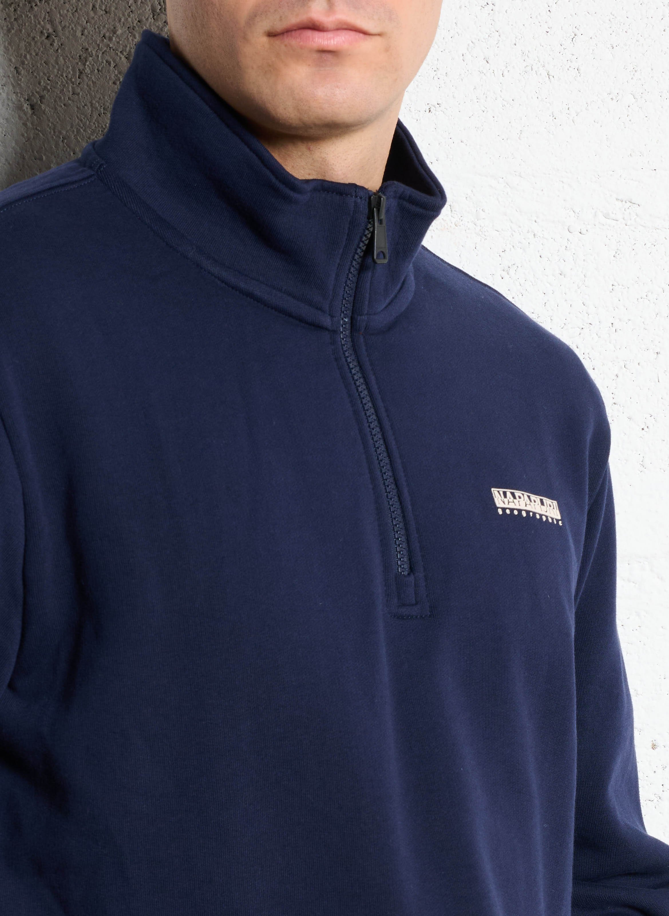 Sweat droit col montant en coton NAPAPIJRI Bleu