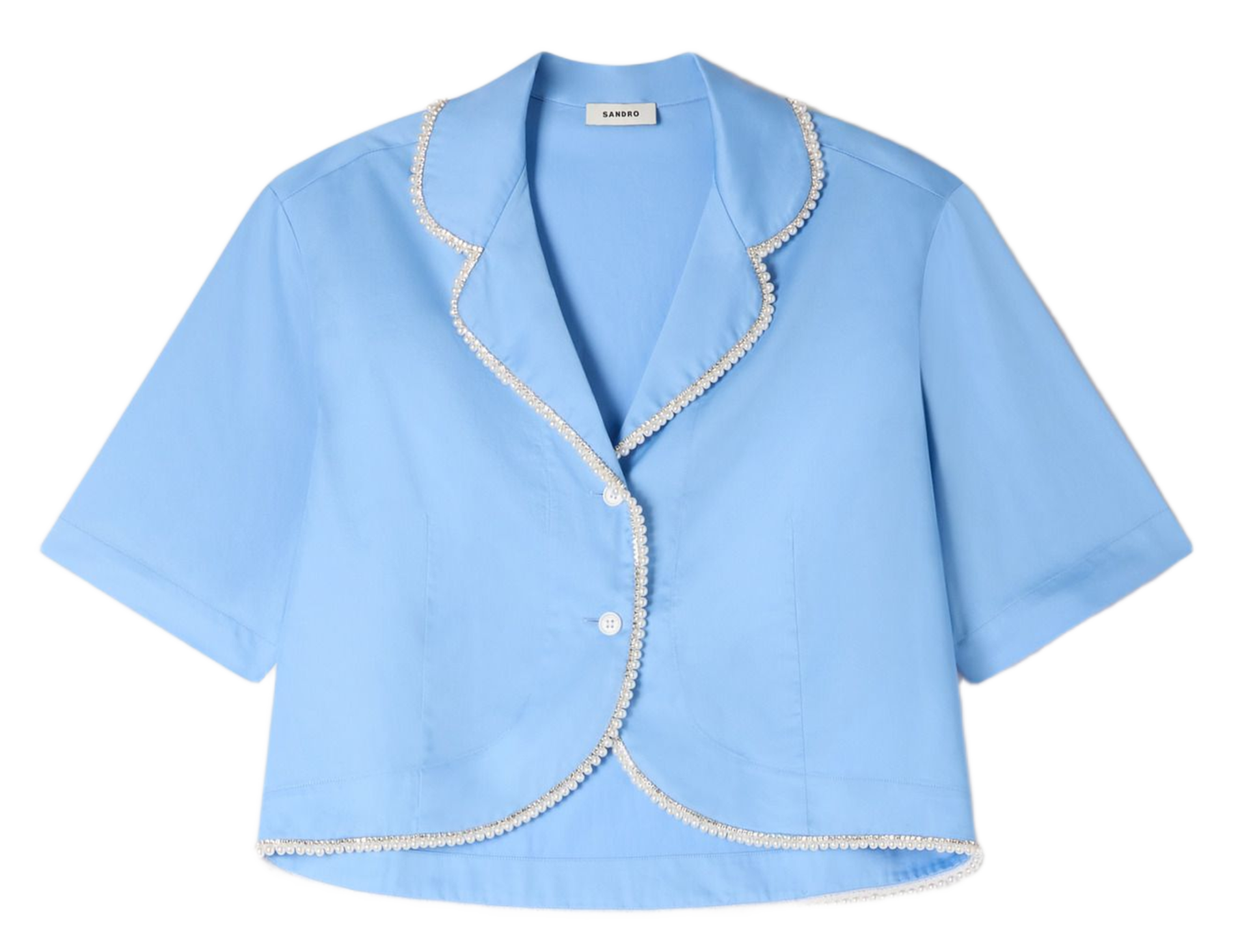 Korte blouse met pareldetail SANDRO Blauw