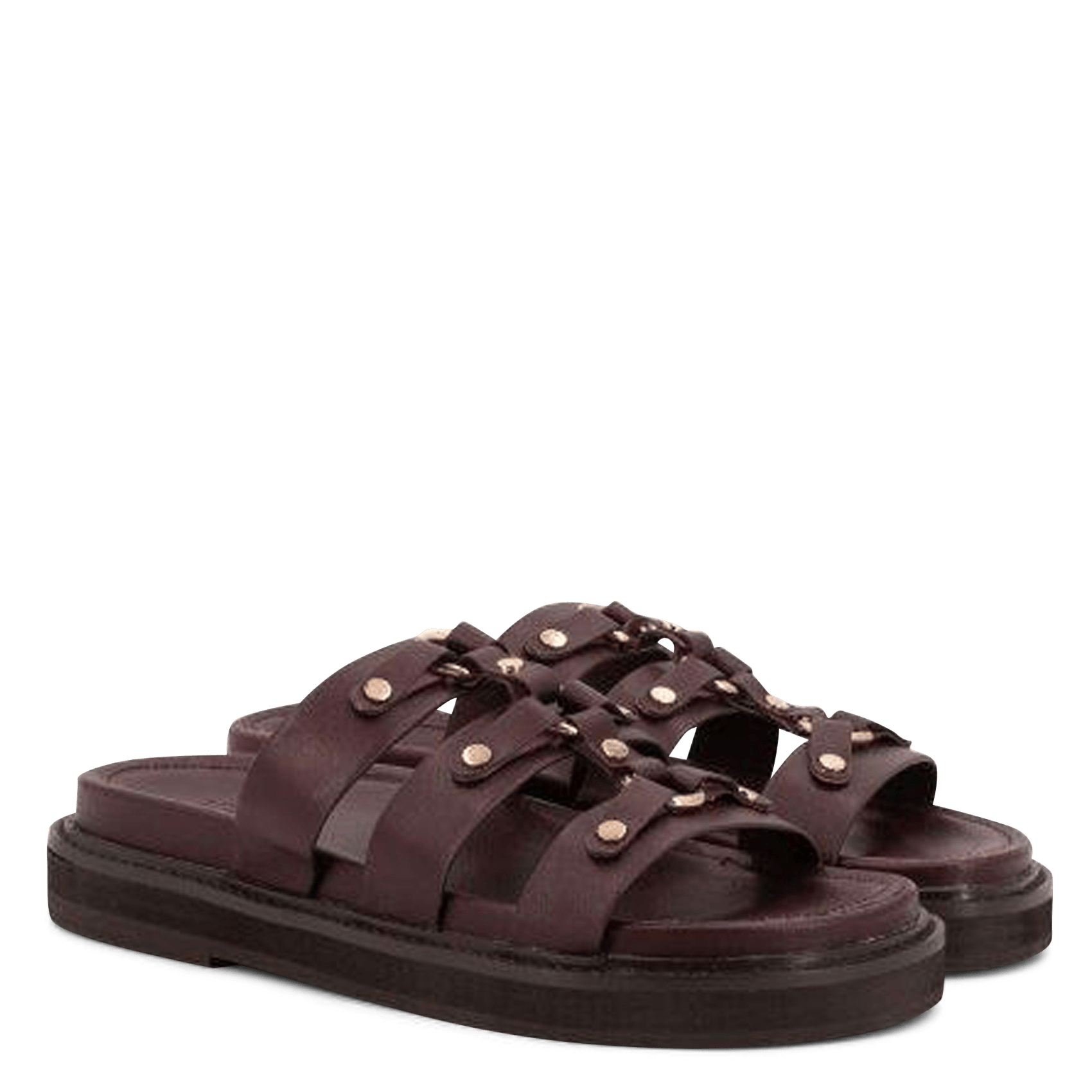 Sandales plates en cuir TORAL Rouge