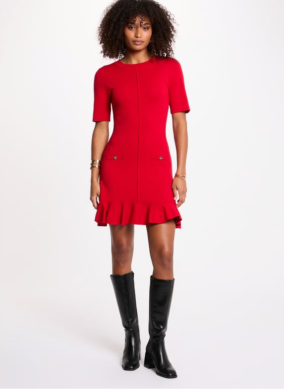 Fitted short-Sleeve solid color dress Red Morgan - Women | Place des Tendances Fitted short-Sleeve solid color dress Red Morgan - Women | Place des Tendances